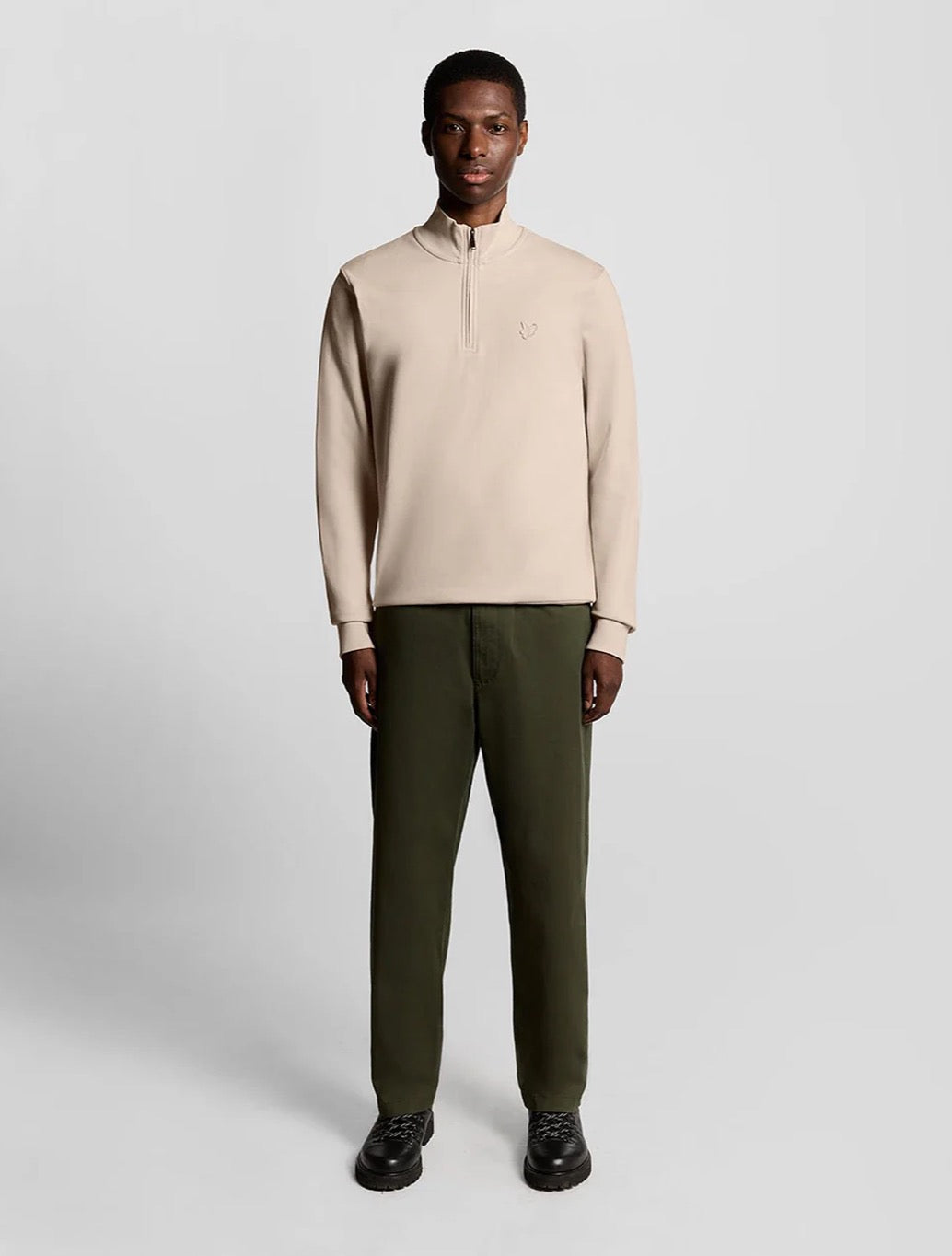 Lyle & Scott - Superfine Cotton 1/4 Zip Sweatshirt - Light Beige