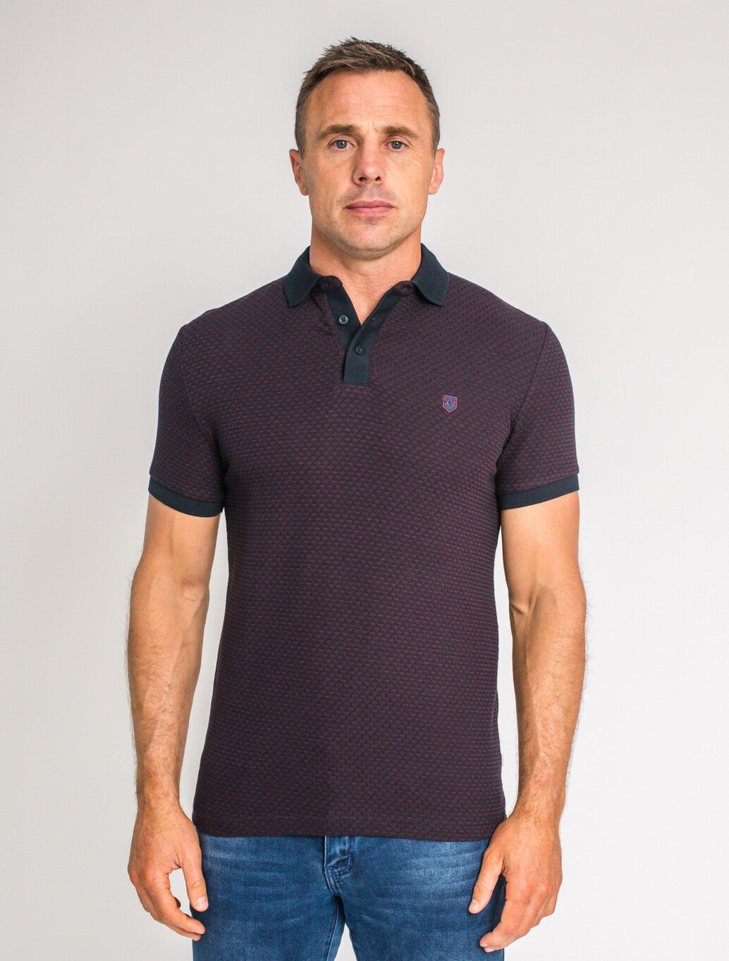 XV Kings Mystique Textured Polo Shirt in Plummed Block