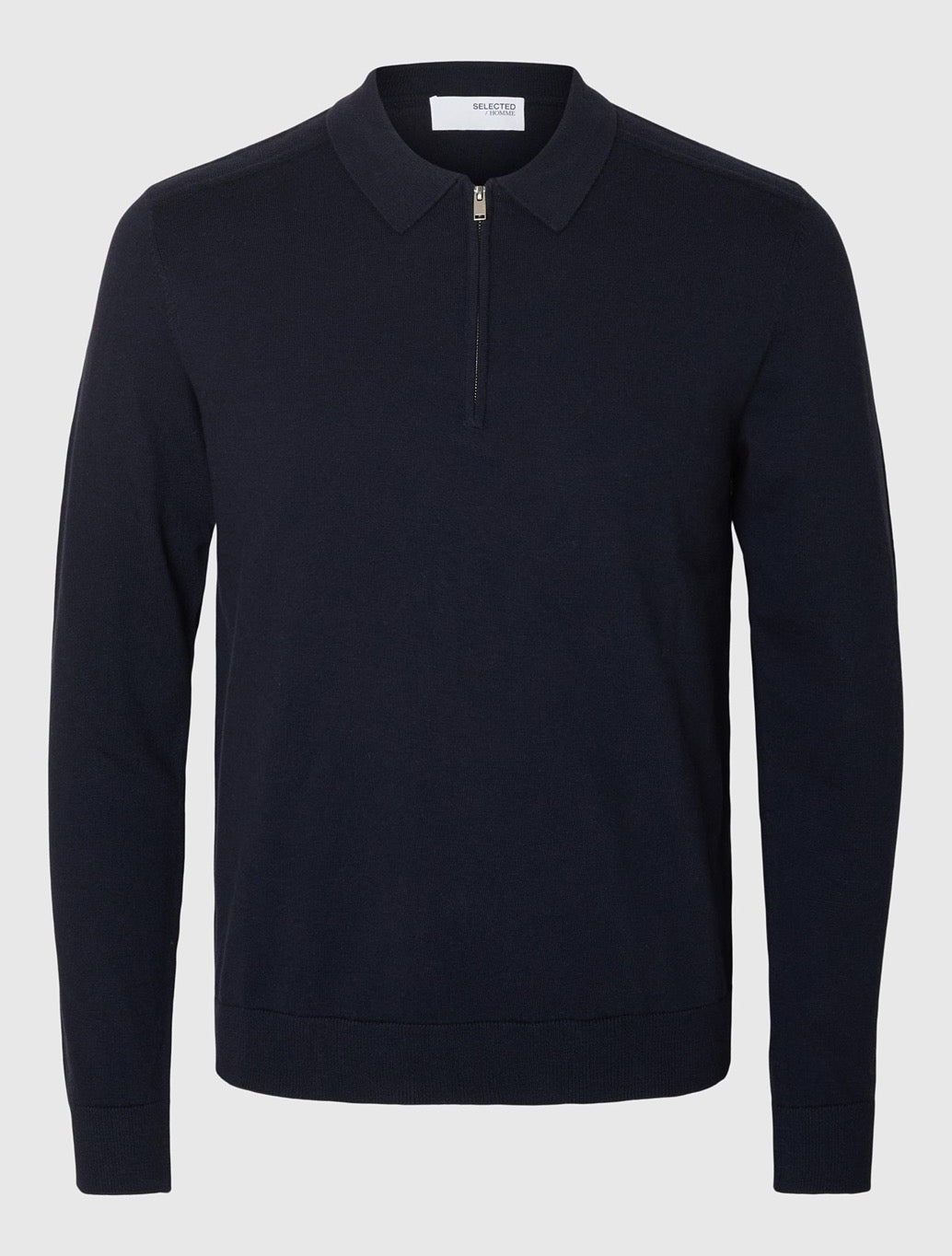 Selected - Berg Knitted Long Sleeved Polo - Navy