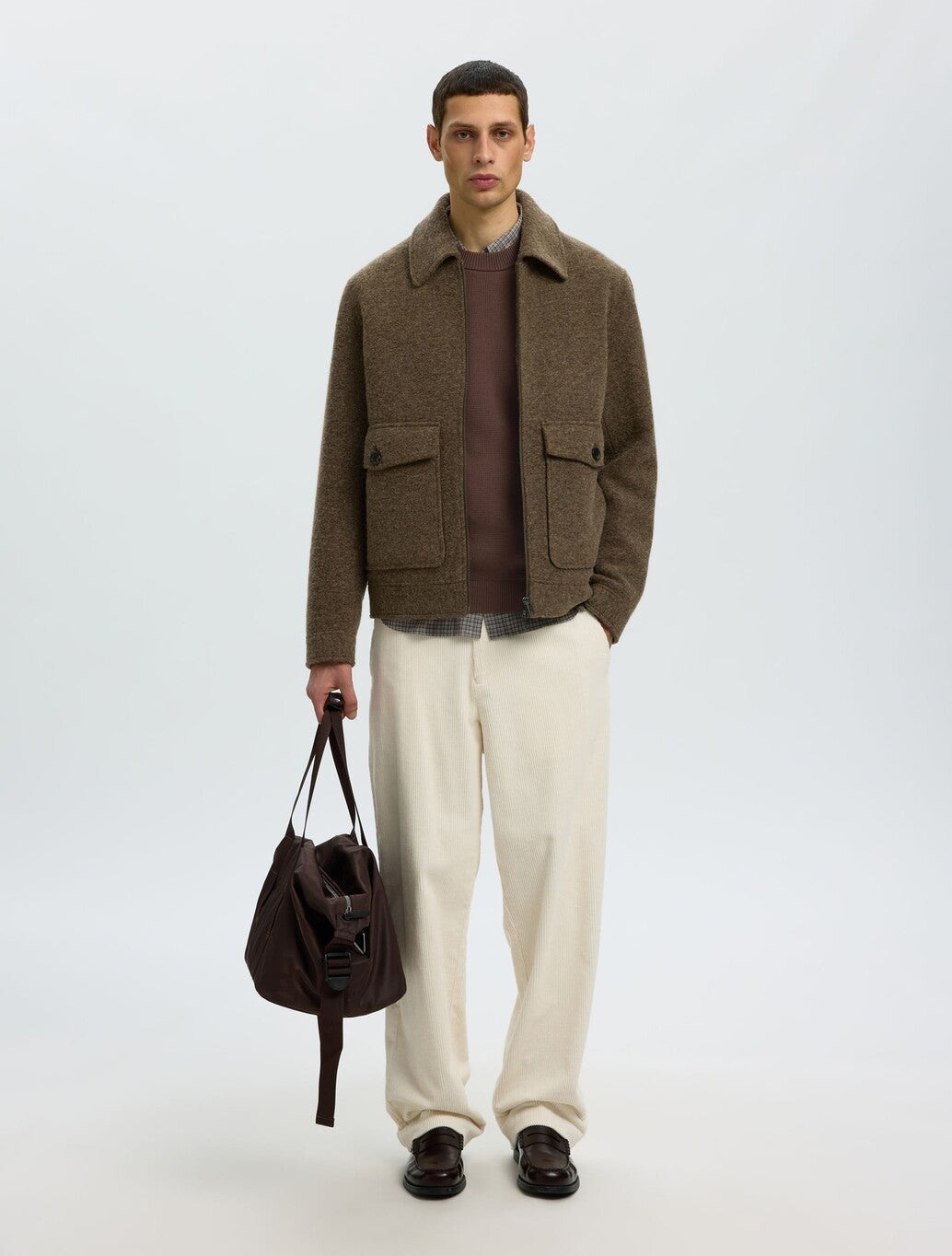 Selected Dane Crew Neck Pullover in Dark Brown