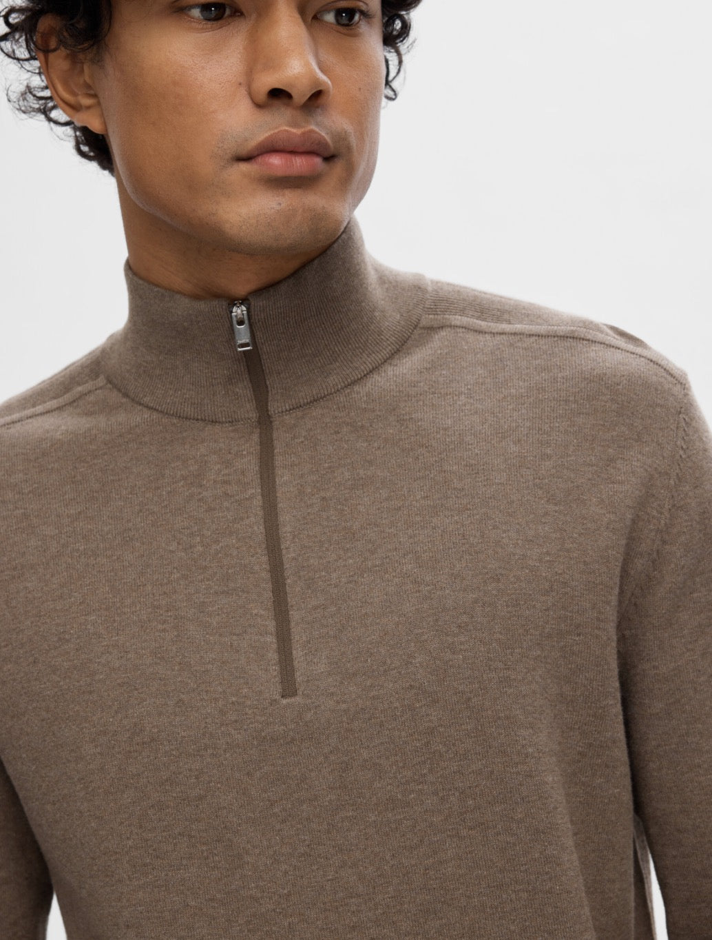 Selected - Berg Zip Knit - Tan