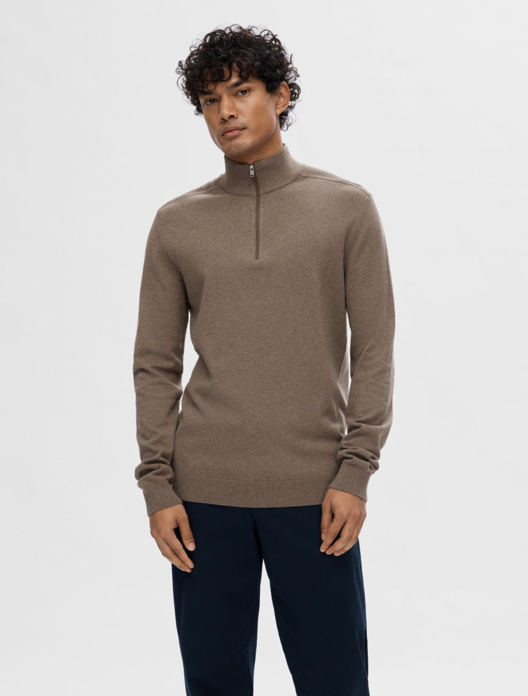 Selected - Berg Zip Knit - Tan