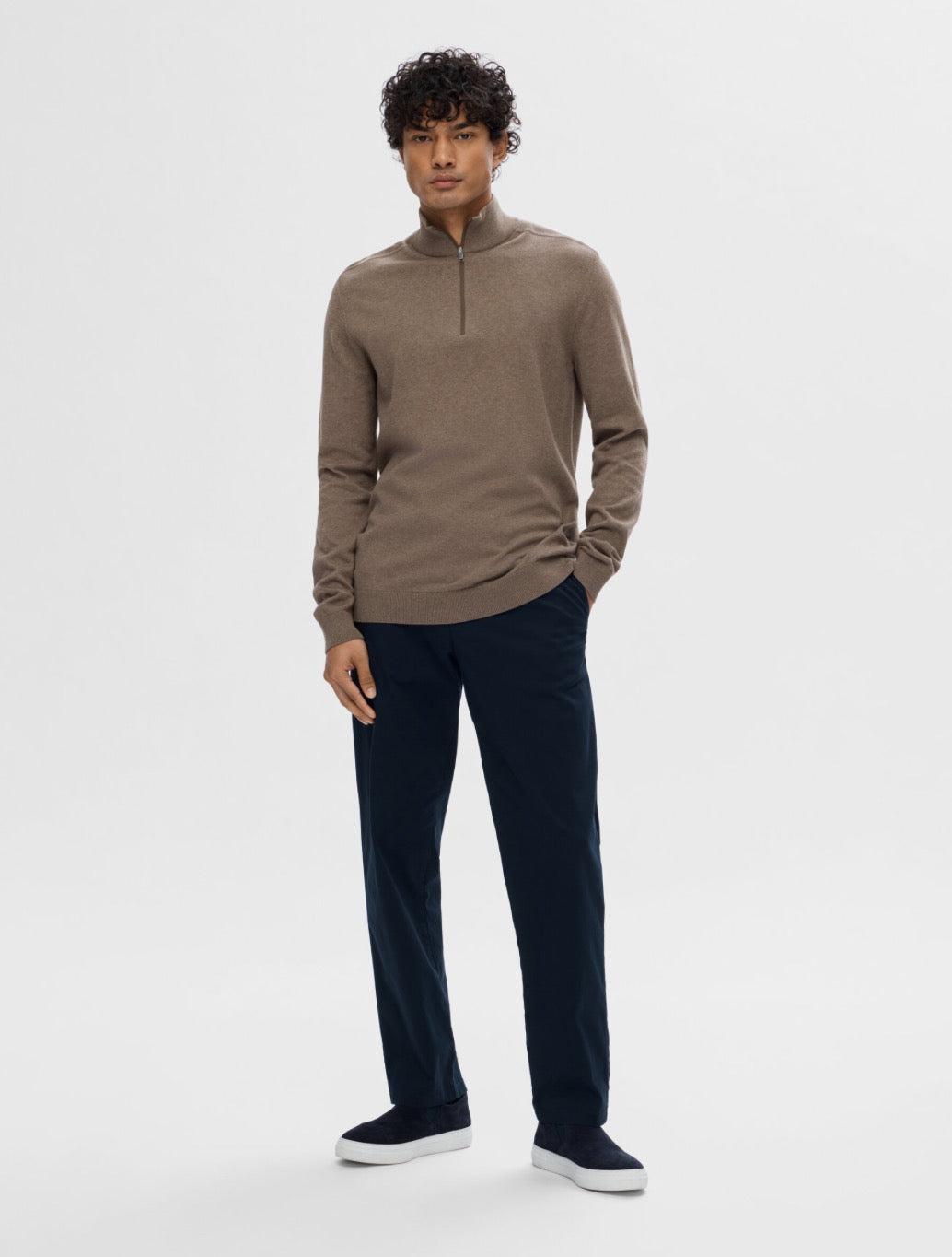 Selected - Berg Zip Knit - Tan