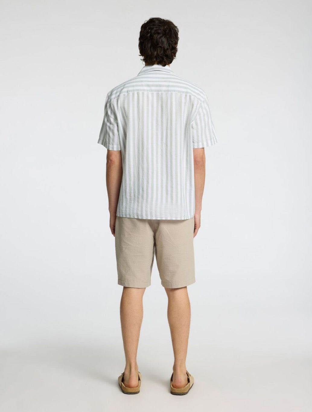 Selected Homme - Classic Short Sleeved Shirt - Light Green Stripe