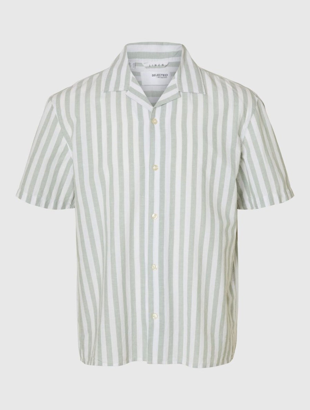 Selected Homme - Classic Short Sleeved Shirt - Light Green Stripe