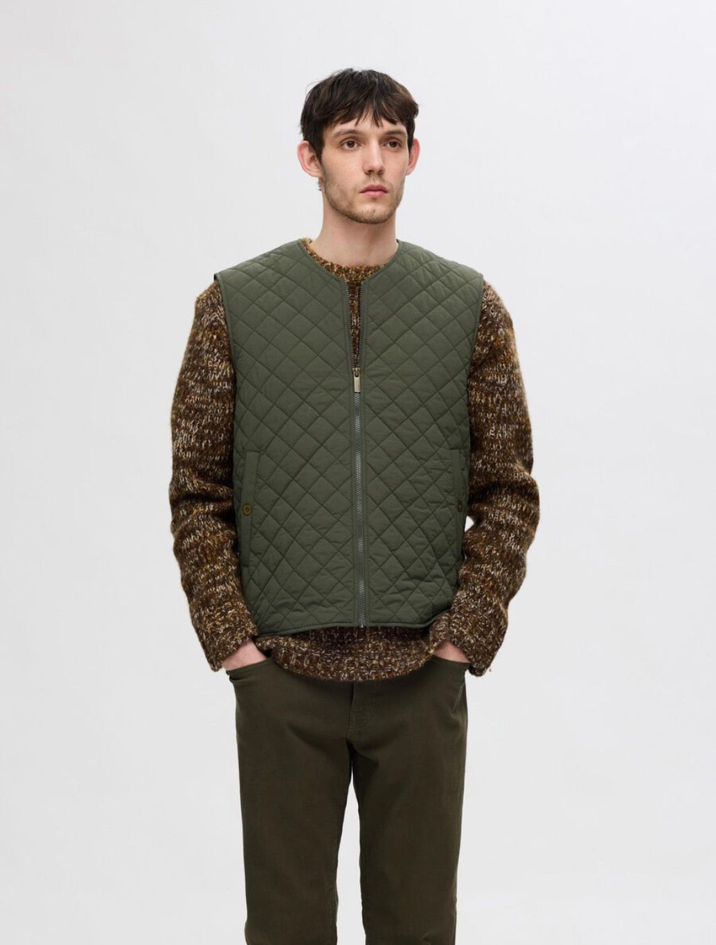 Selected - Marc Quilted Gilet - Dark Green