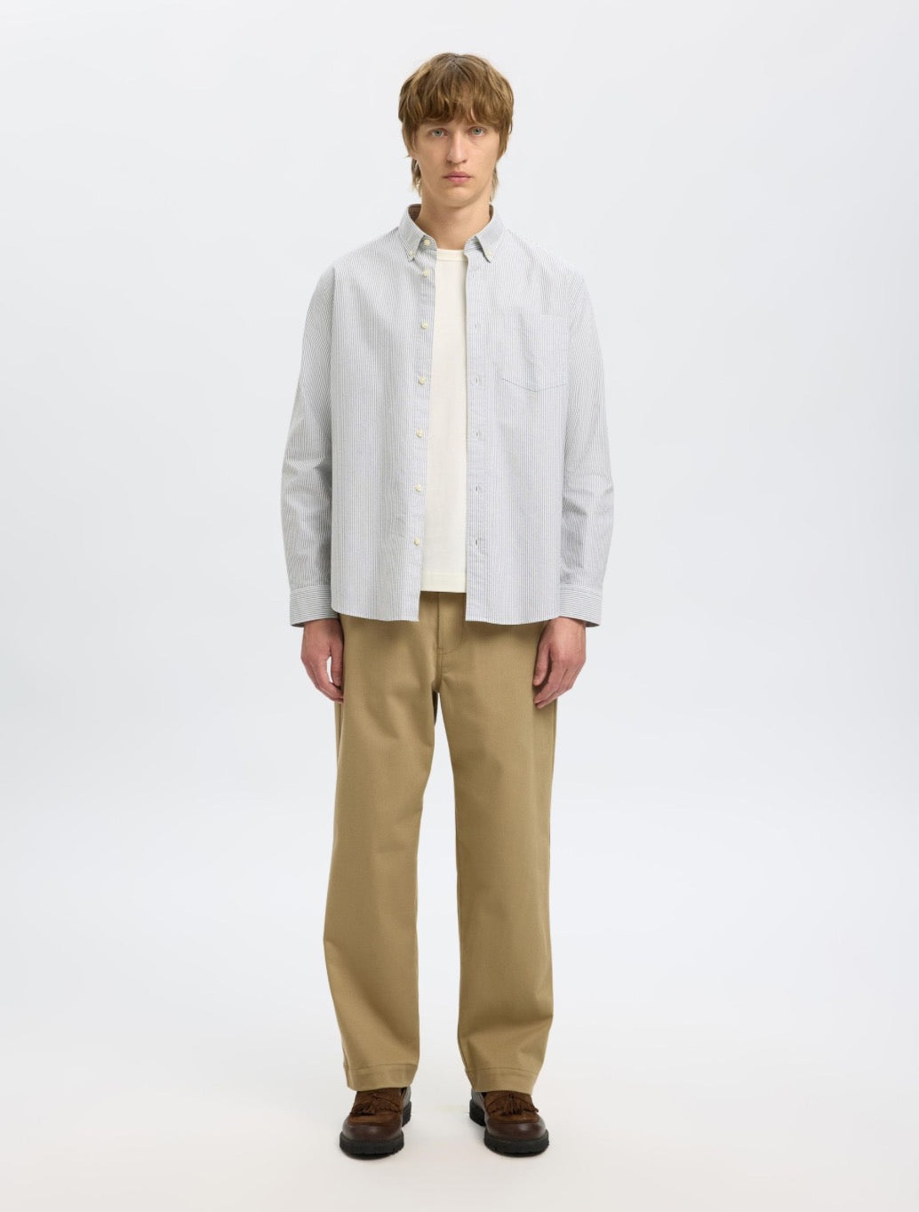 Selected Homme - Rick Oxford Shirt - Khaki Striped