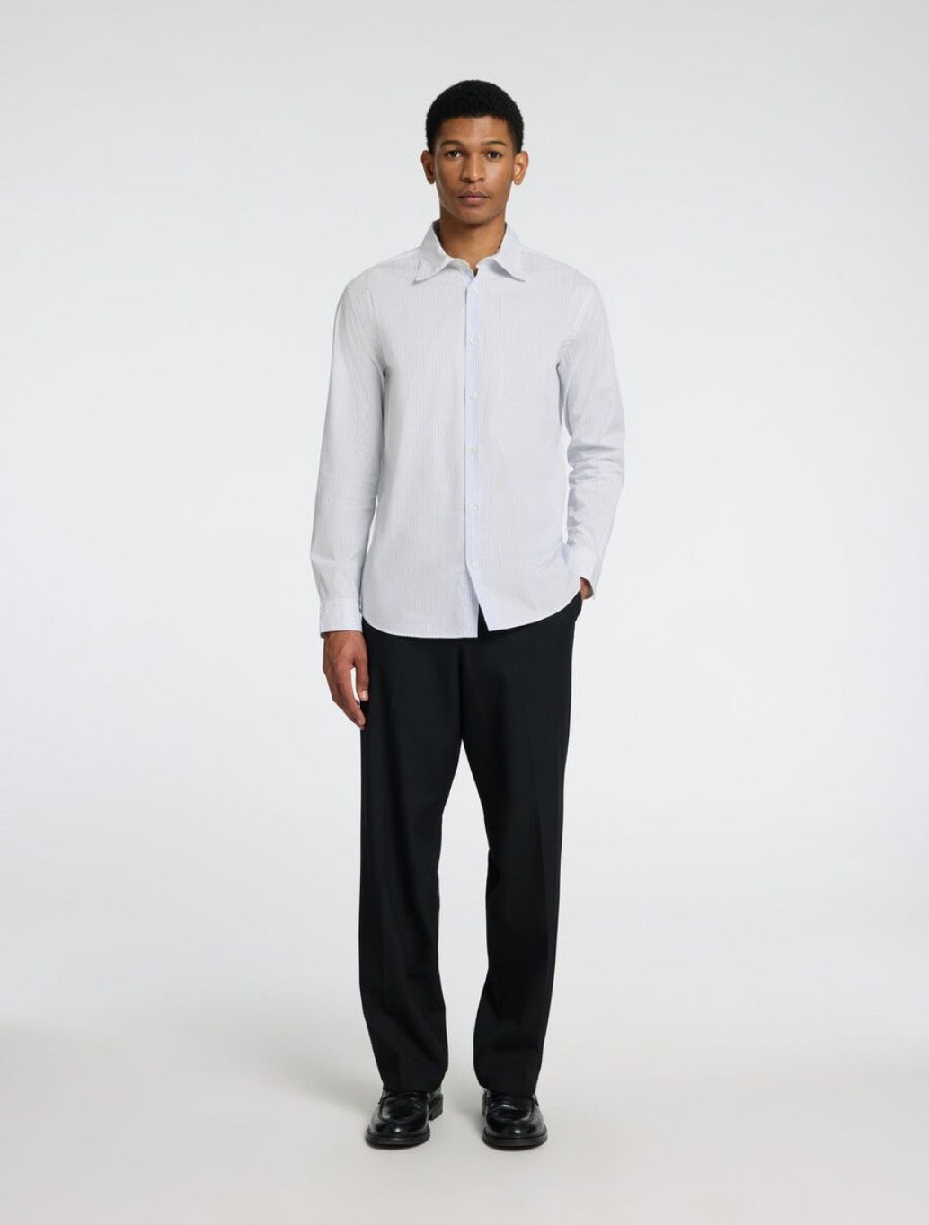 Selected - Riley Striped Shirt - White/Blue Striped