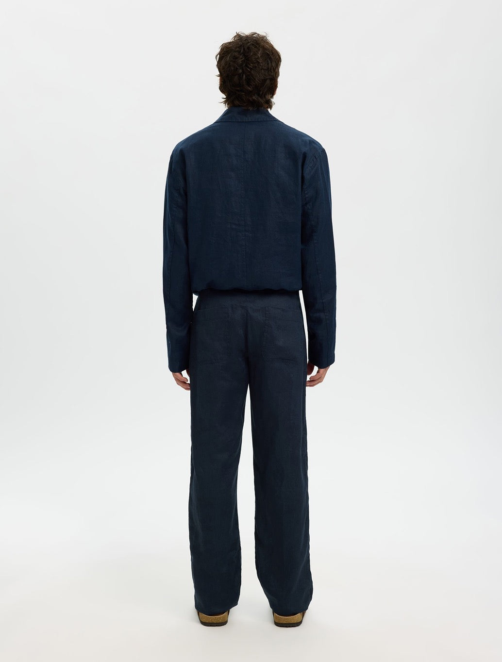 Selected Jeremy Linen Trousers in Navy