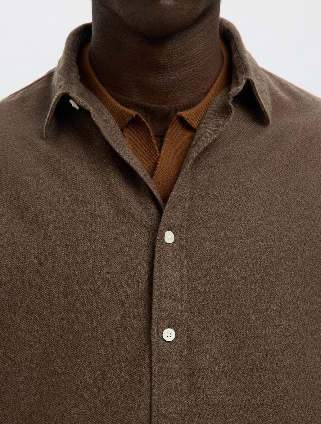 Selected - Noah Brushed Shirt - Brown