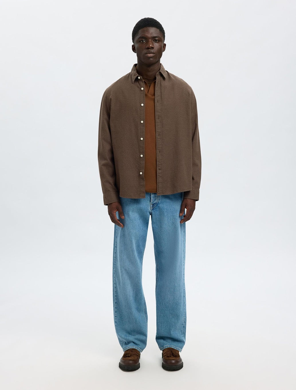 Selected - Noah Brushed Shirt - Brown