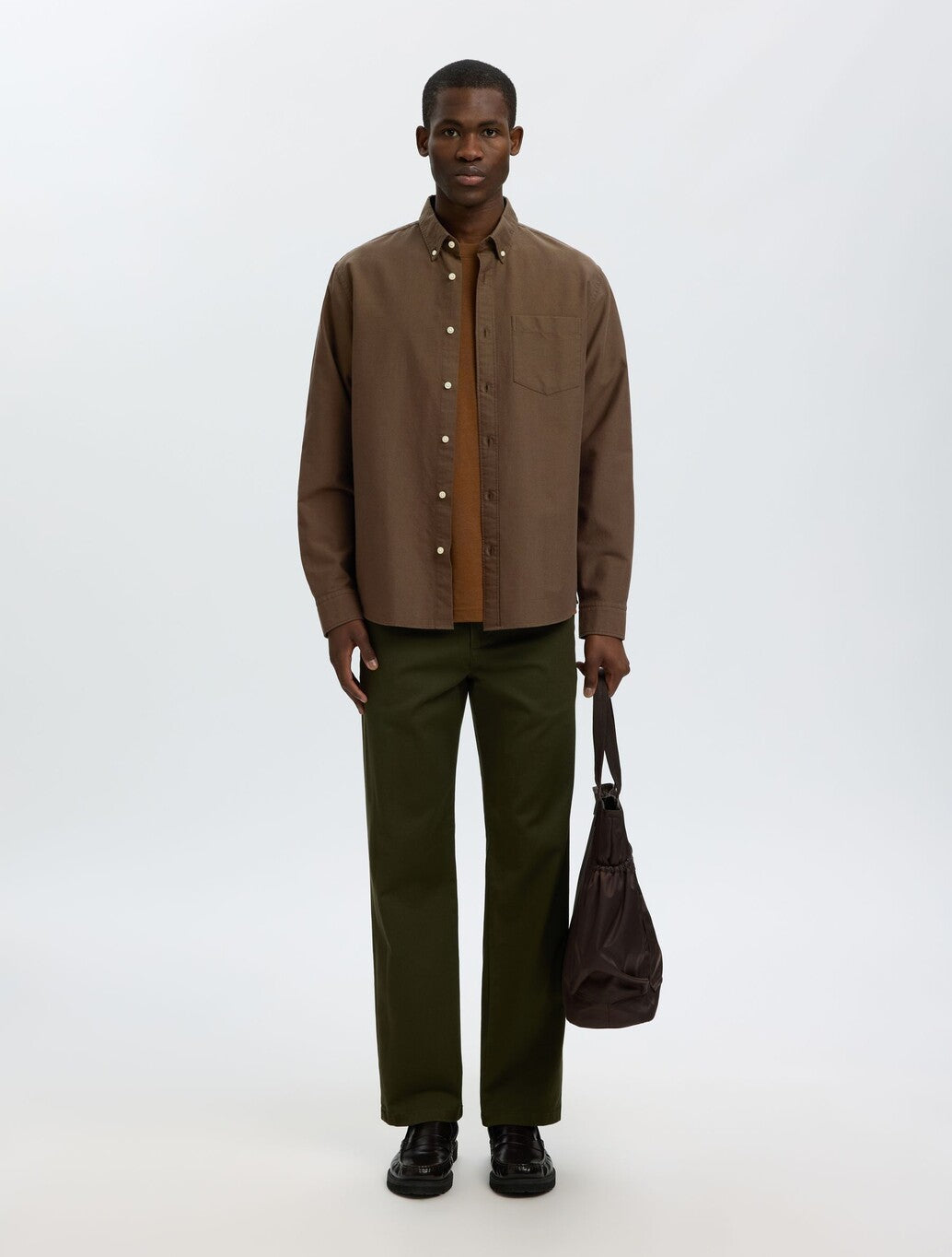 Selected Rick Oxford Shirt in Dark Brown