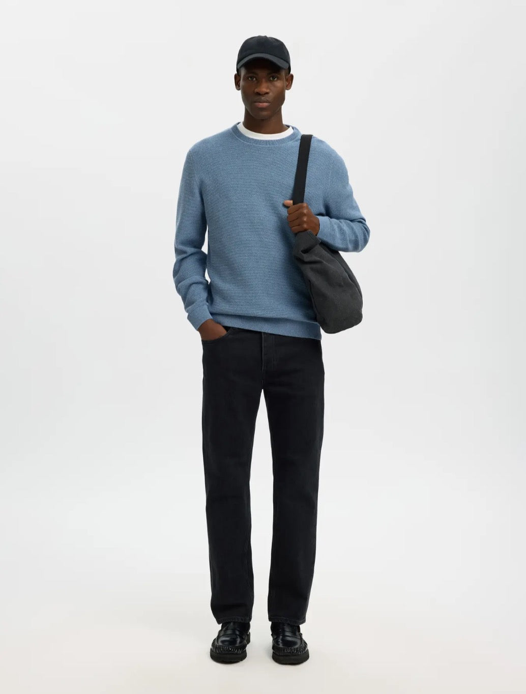Selected - Ross Crew Knit Jumper - Light Blue