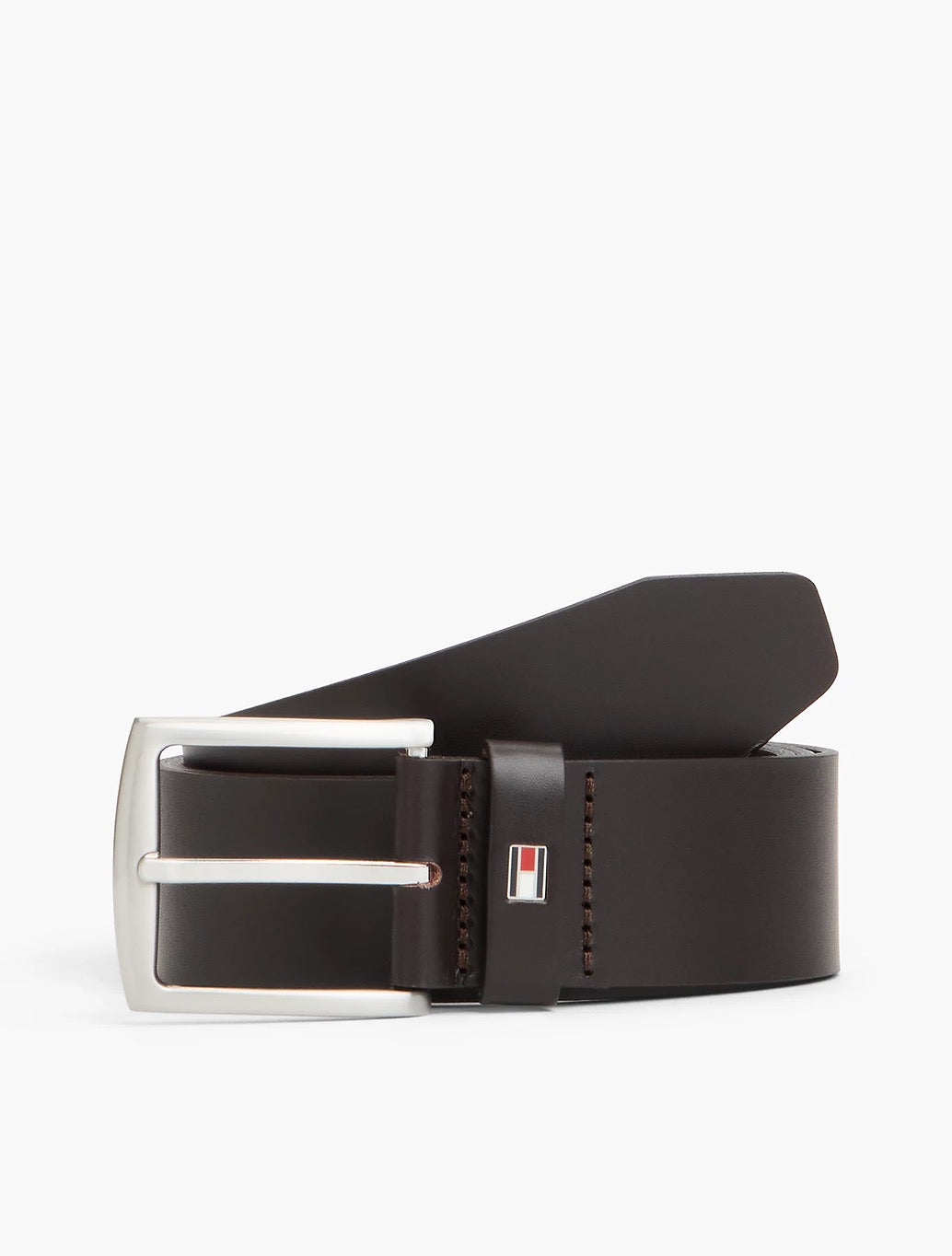 Tommy Hilfiger Denton Leather Belt in Dark Brown