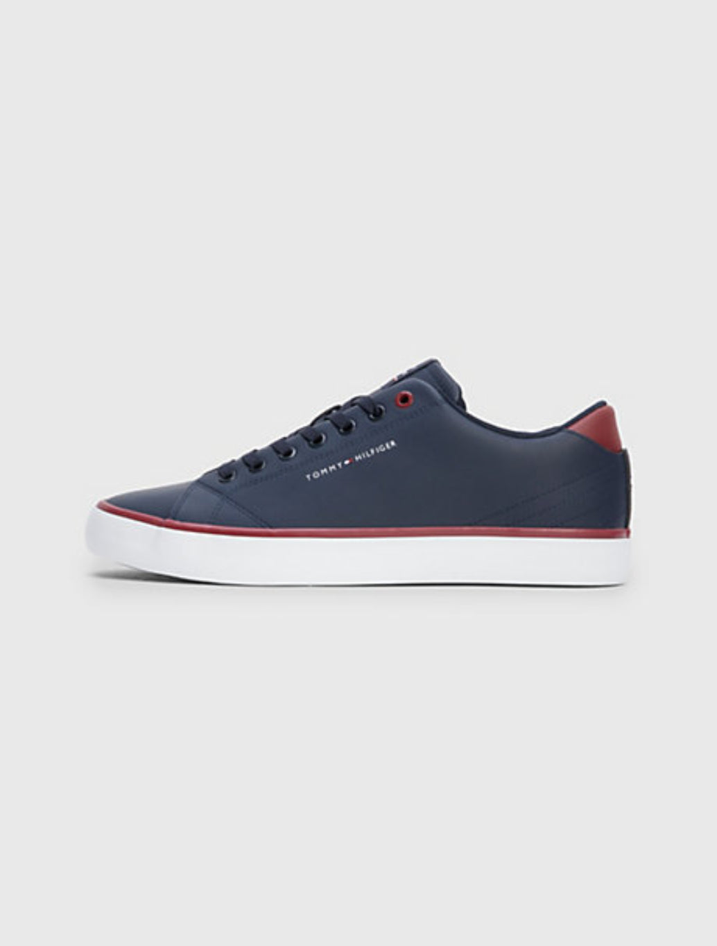 Tommy Hilfiger - Leather Contrast Detail Trainers - Navy
