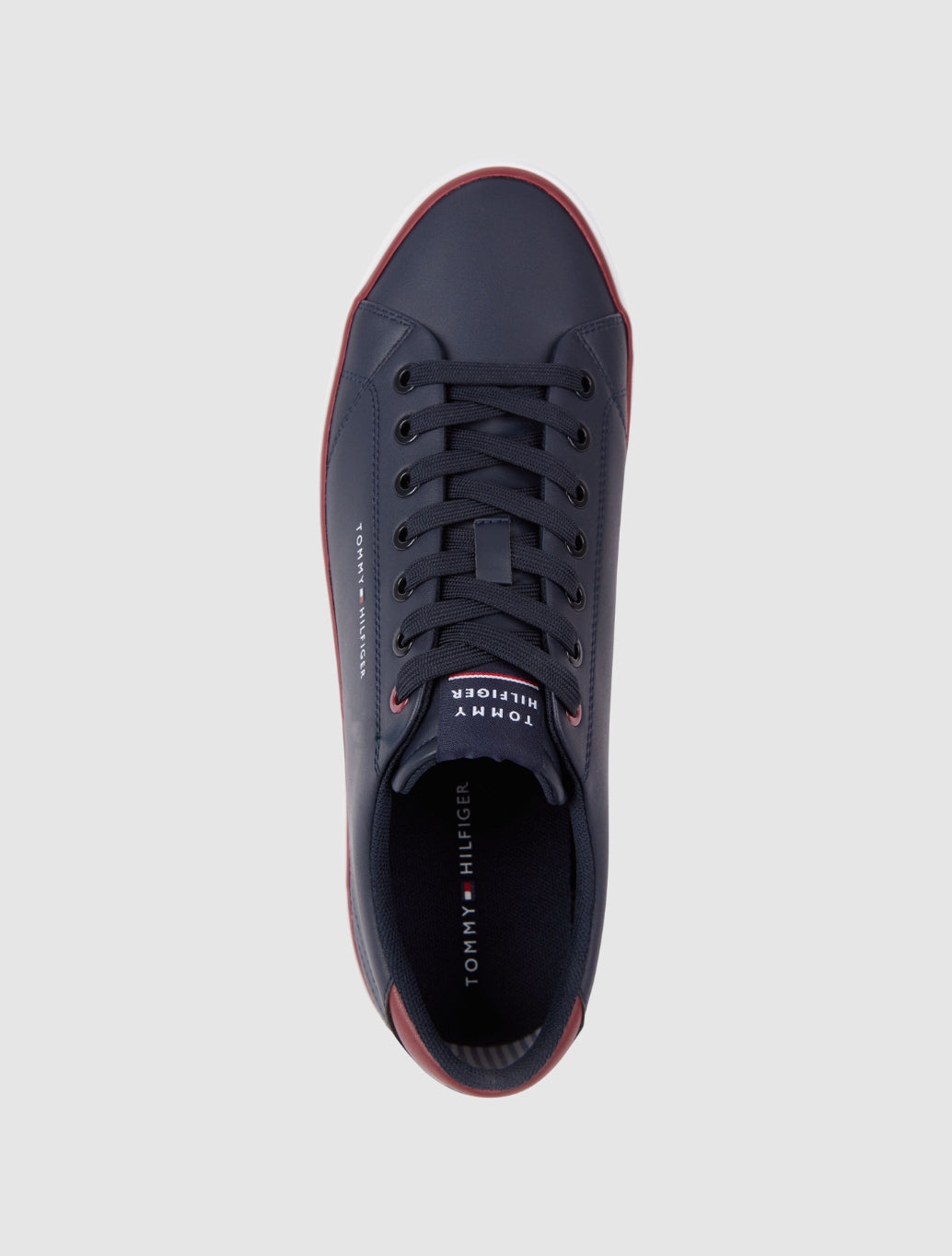 Tommy Hilfiger - Leather Contrast Detail Trainers - Navy