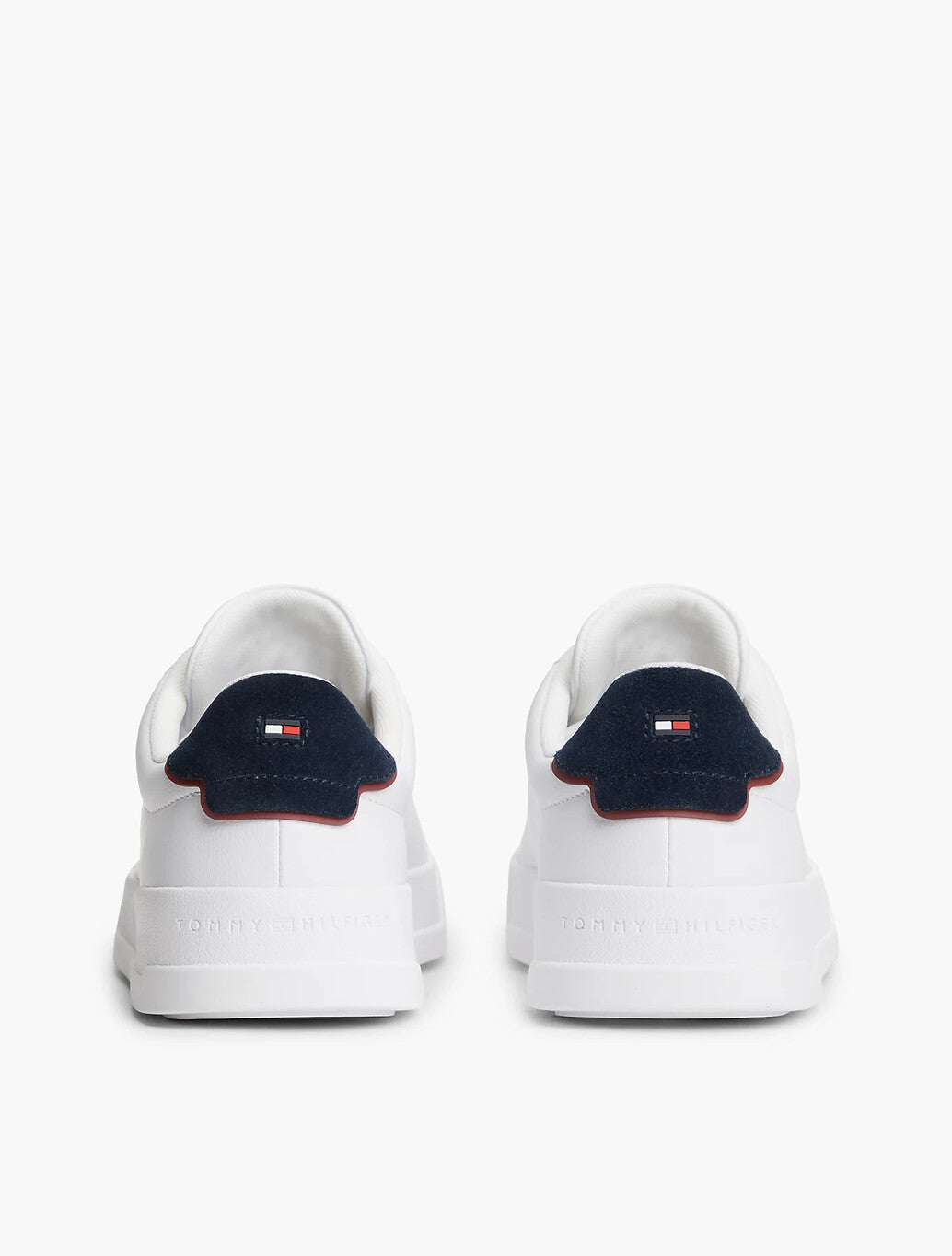 Tommy Hilfiger Logo Court Trainers With Leather in White
