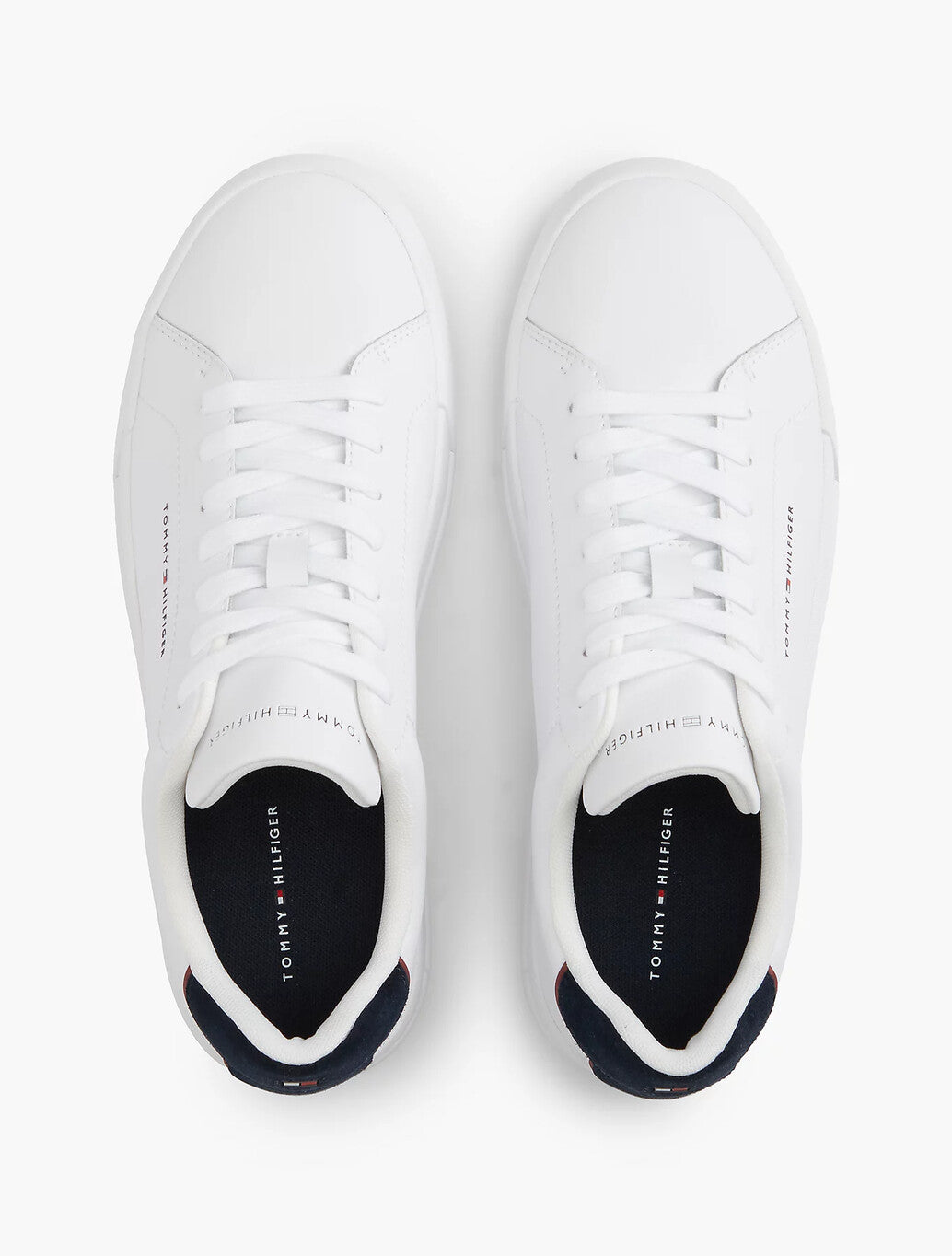 Tommy Hilfiger Logo Court Trainers With Leather in White