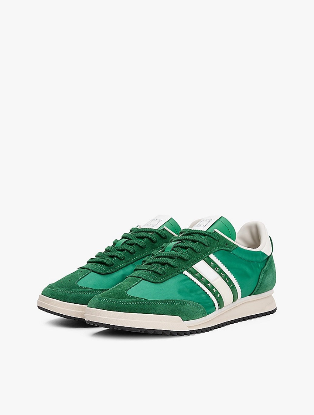 Tommy Hilfiger - Retro Leather Mixed Texture Cleat Trainers - Green