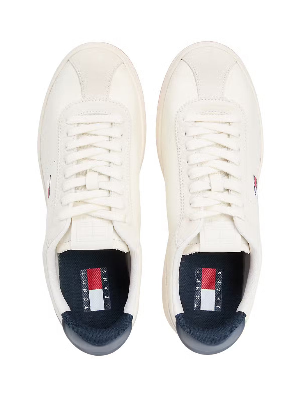 Tommy Jeans - Archive Court Leather Embossed Trainers - Off White