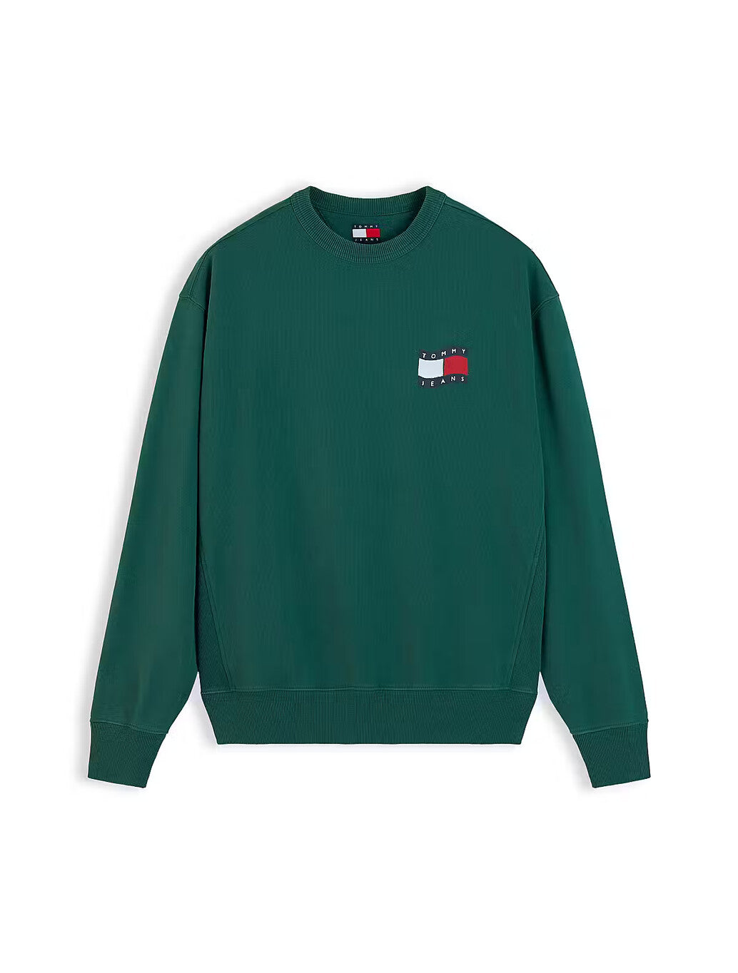 Tommy Jeans Back Wavy Flag Terry Relaxed Sweatshirt in Velvet Green