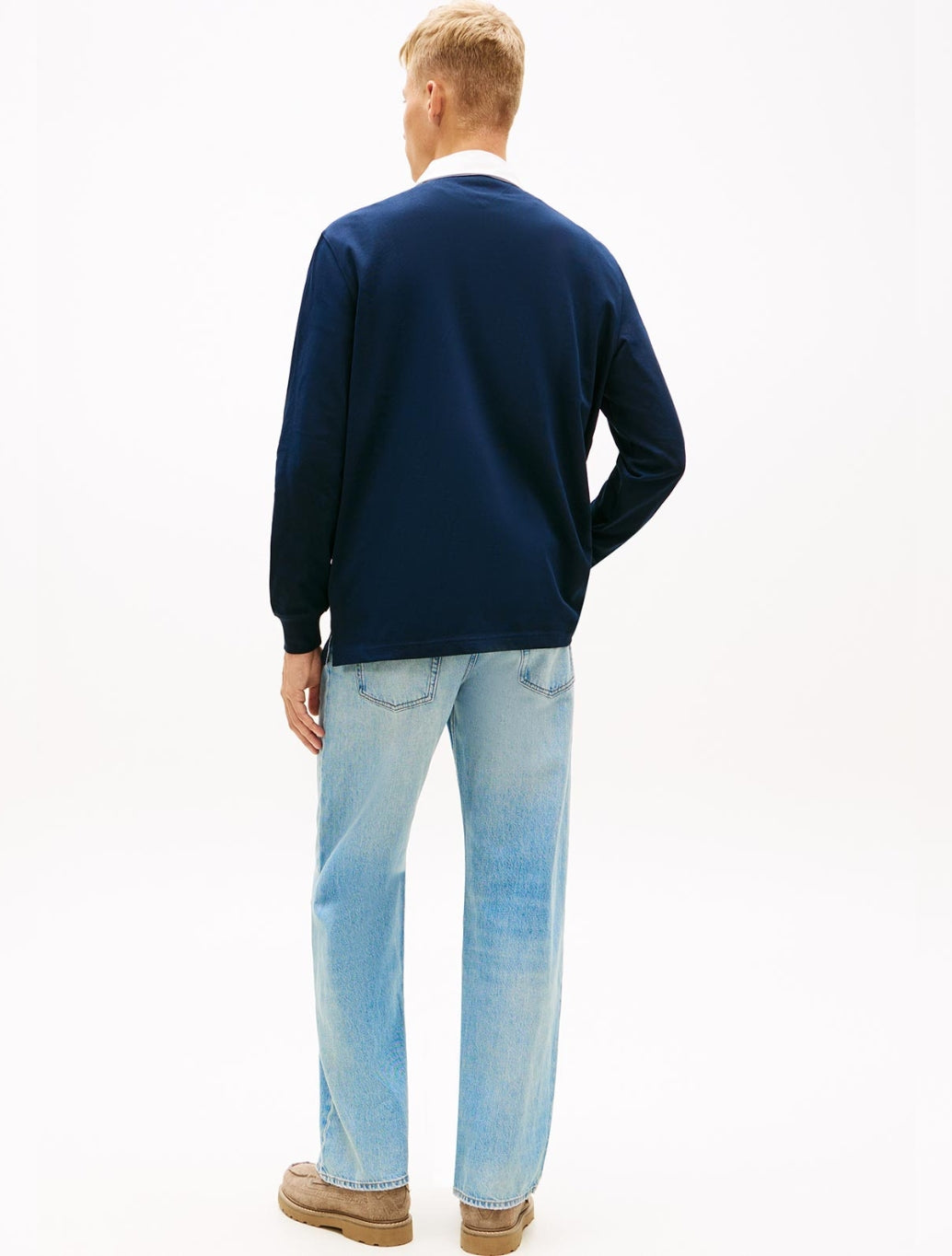 Tommy Jeans Badge Wide Rugby Polo Shirt - Navy