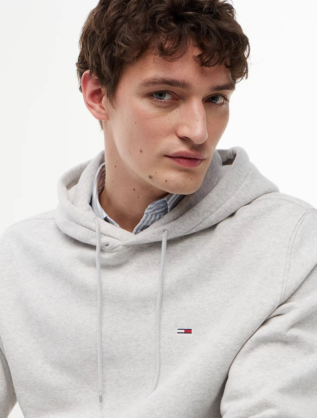 Tommy Jeans Brushed Fleece Hoodie in Light Grey