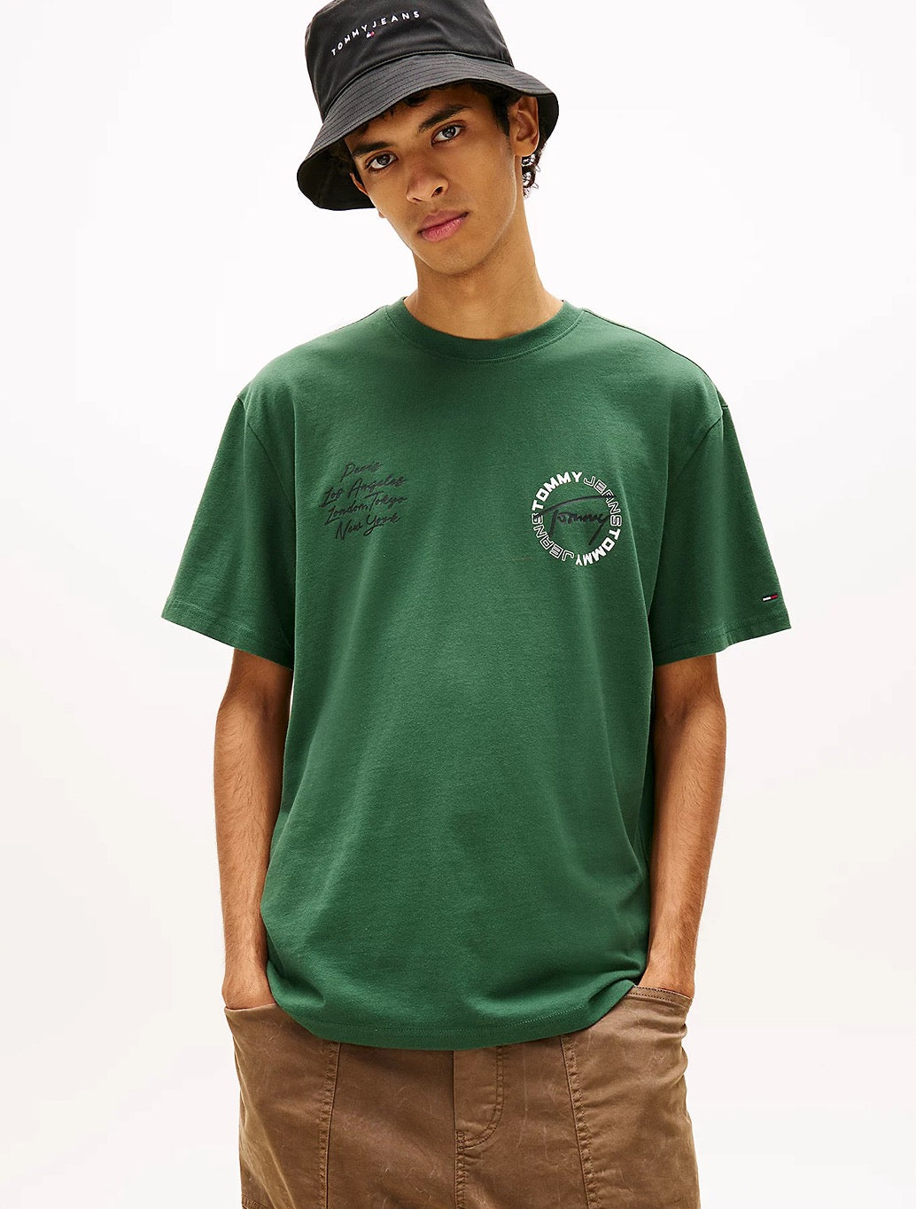 Tommy Jeans - Circular Back Logo Relaxed T-Shirt - Dark Green