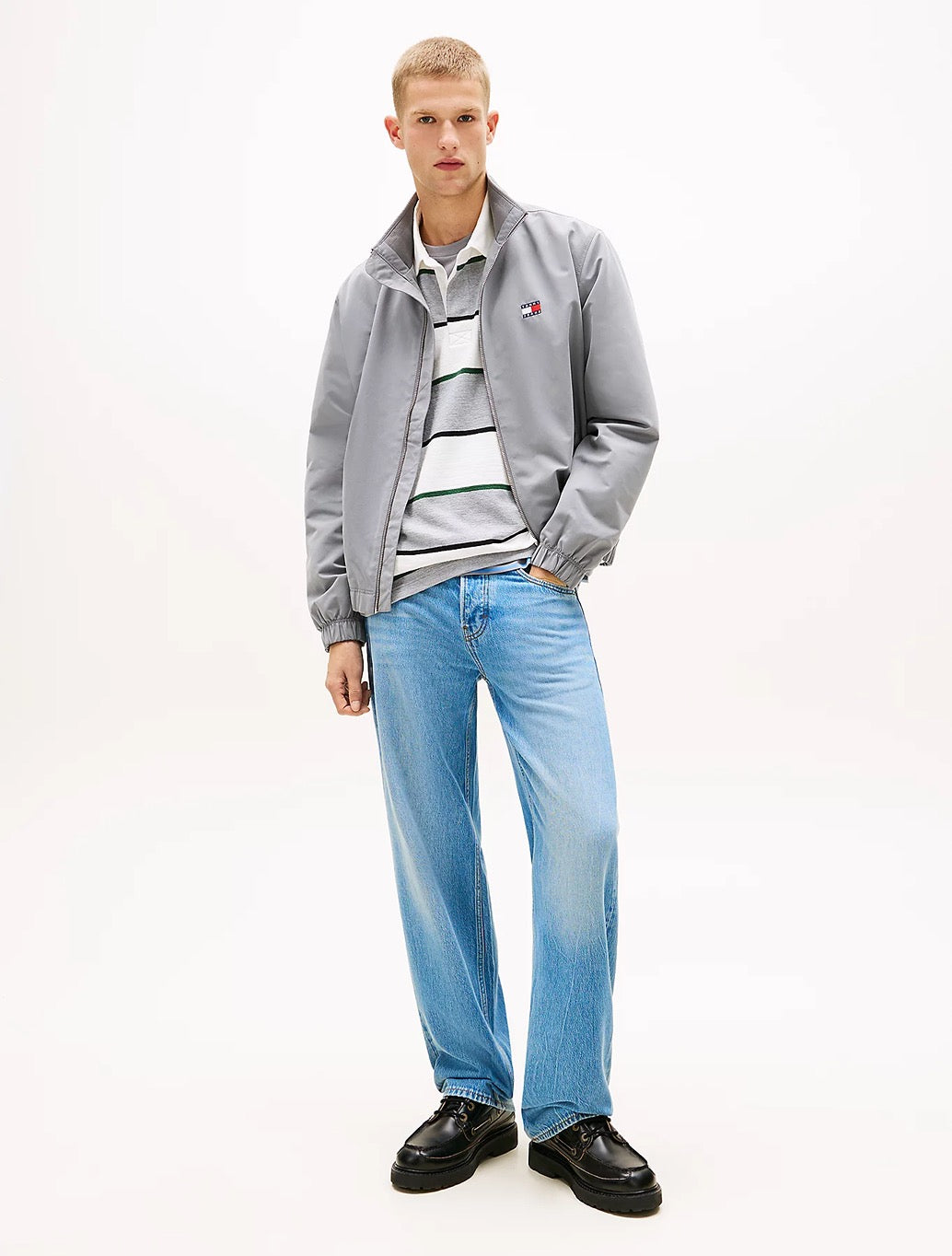Tommy Jeans Collar Logo Water Repellent Zip-Thru Jacket - Grey