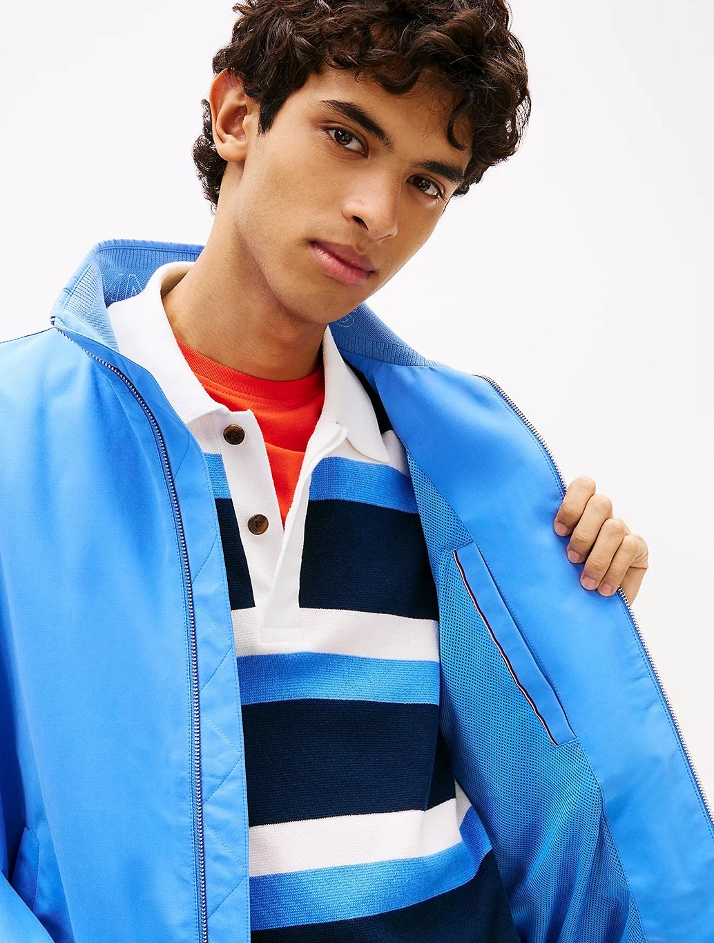 Tommy Jeans Collar Logo Water Repellent Zip-Thru Jacket - Blue