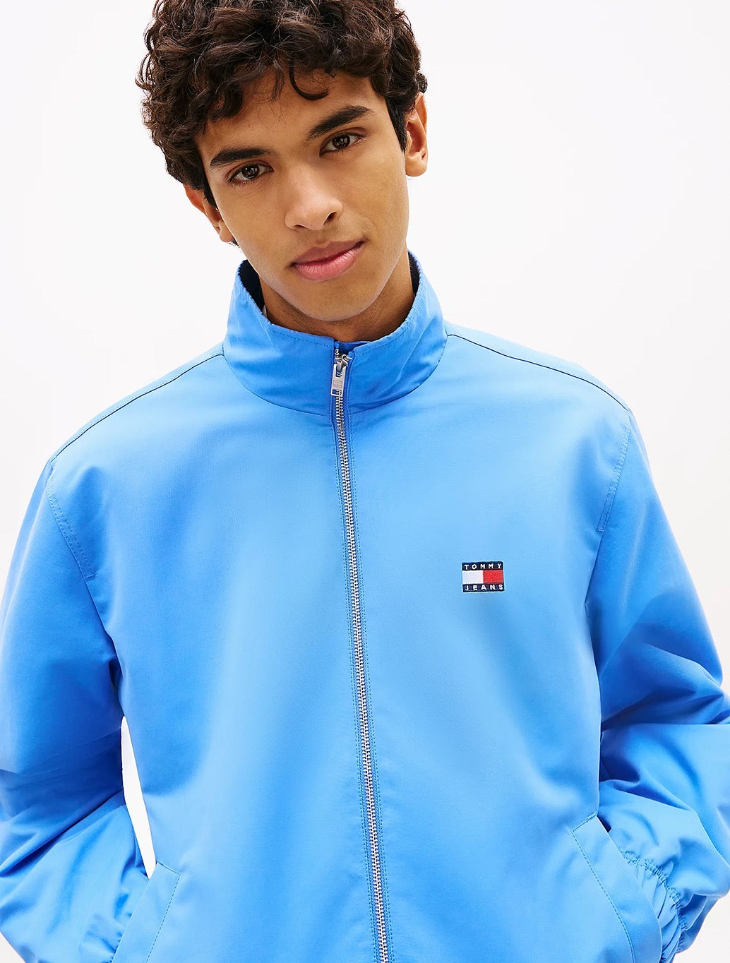 Tommy Jeans Collar Logo Water Repellent Zip-Thru Jacket - Blue