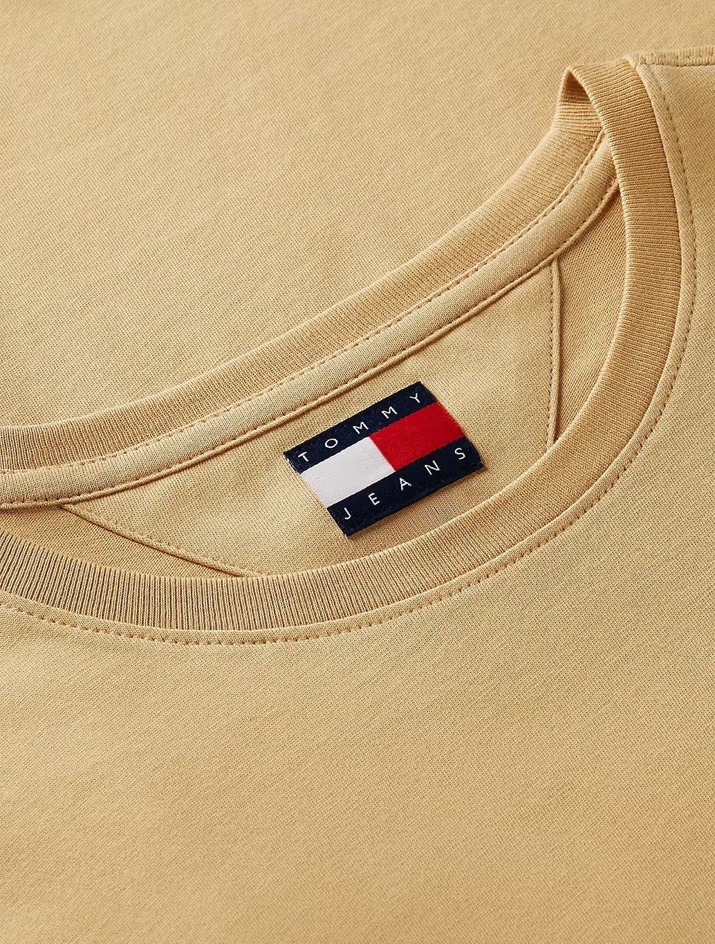 Tommy Jeans Flag Embroidery Extra Slim Jersey T-Shirt in Beige