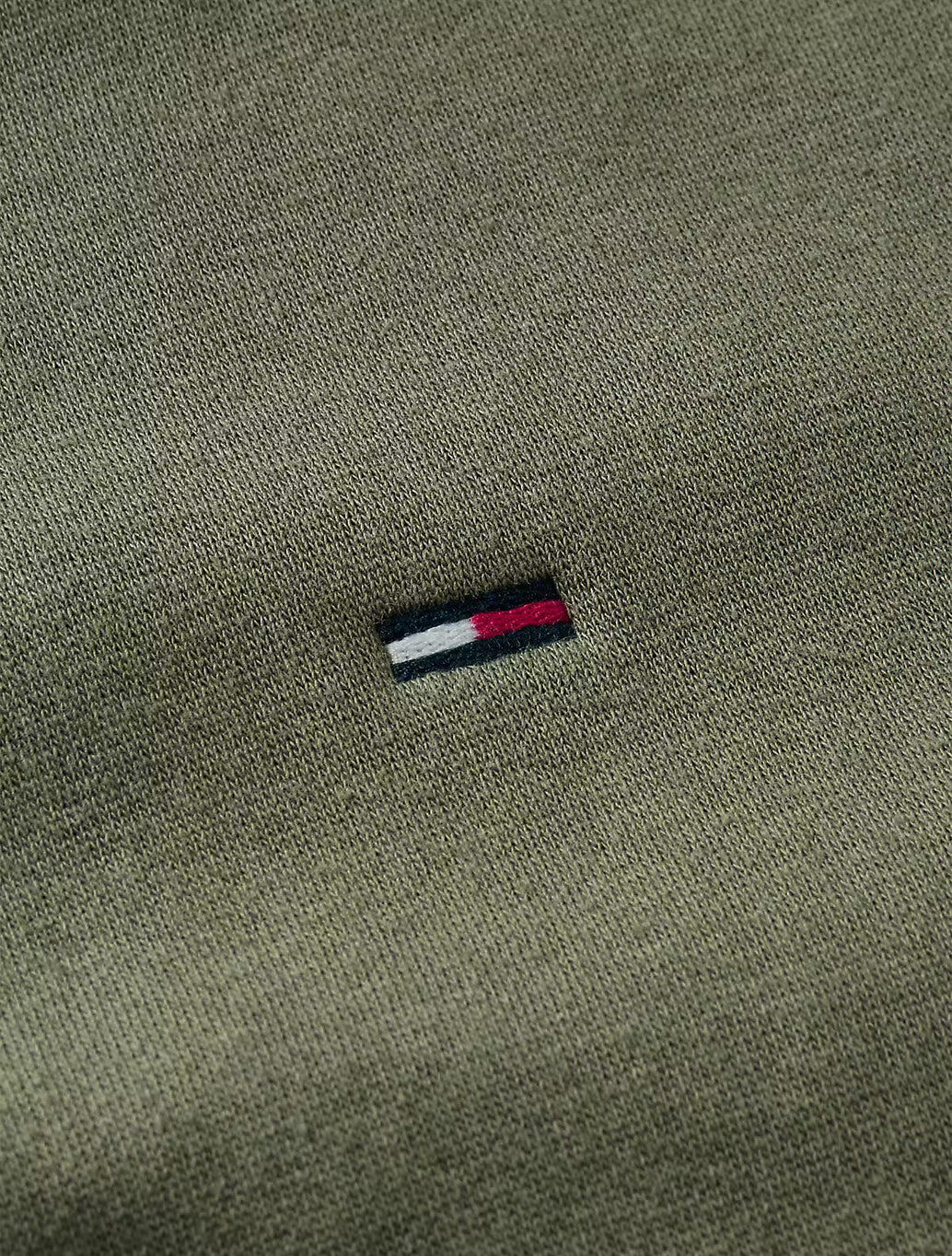 Tommy Jeans Flag Embroidery Fleece Hoody in Khaki