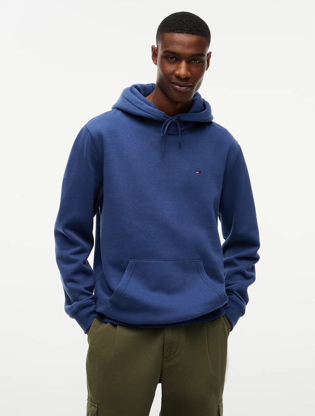 Tommy Jeans Flag Embroidery Fleece Hoody in Navy