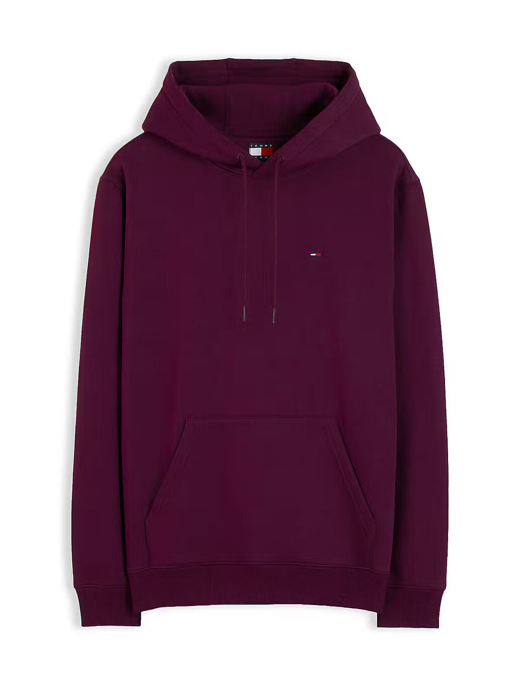 Tommy Jeans Flag Embroidery Fleece Hoody in Wine