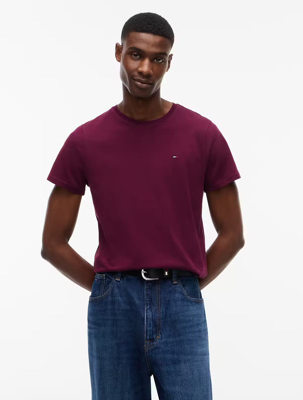 Tommy Jeans Flag Extra Slim T-Shirt in Calypso Berry