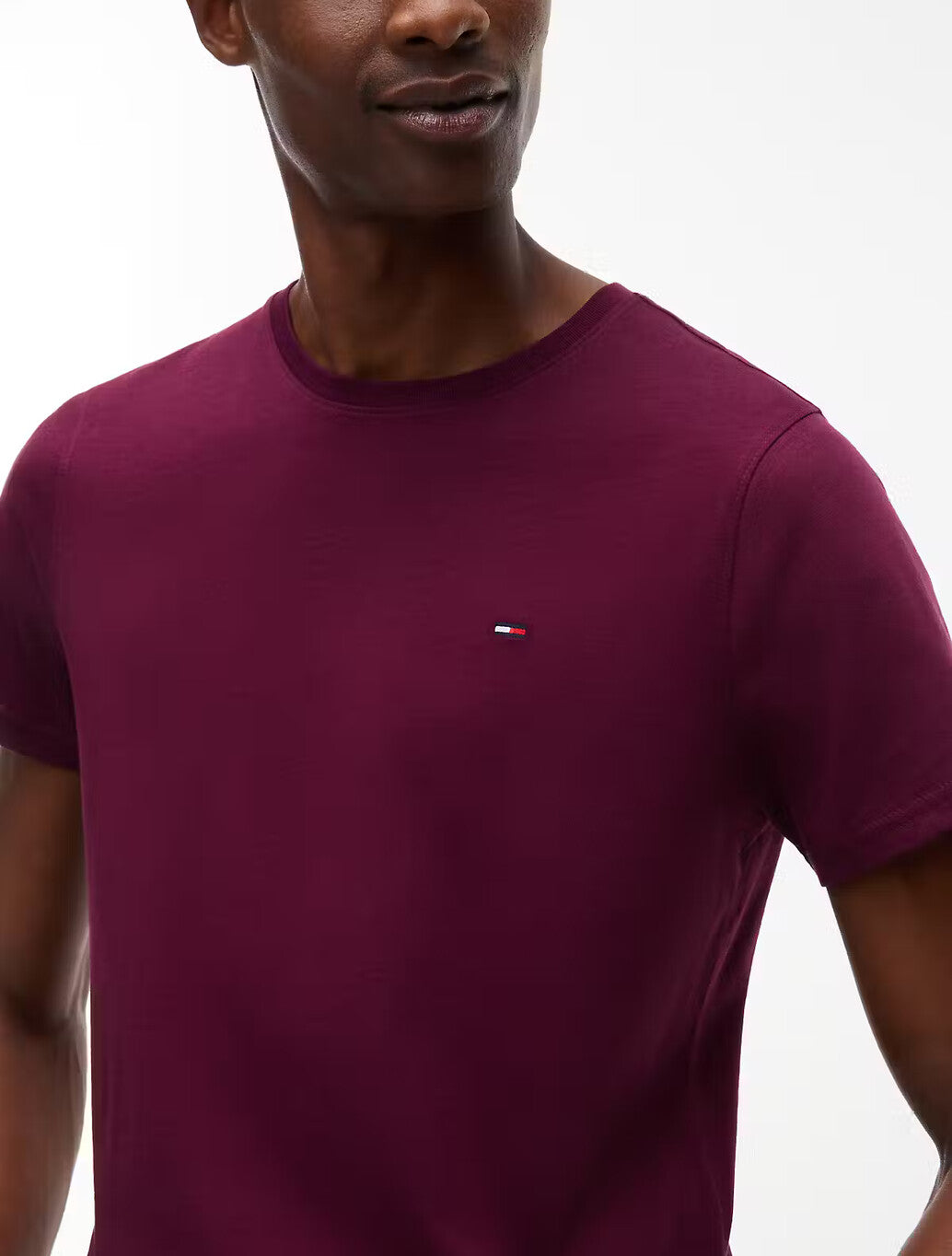 Tommy Jeans Flag Extra Slim T-Shirt in Calypso Berry