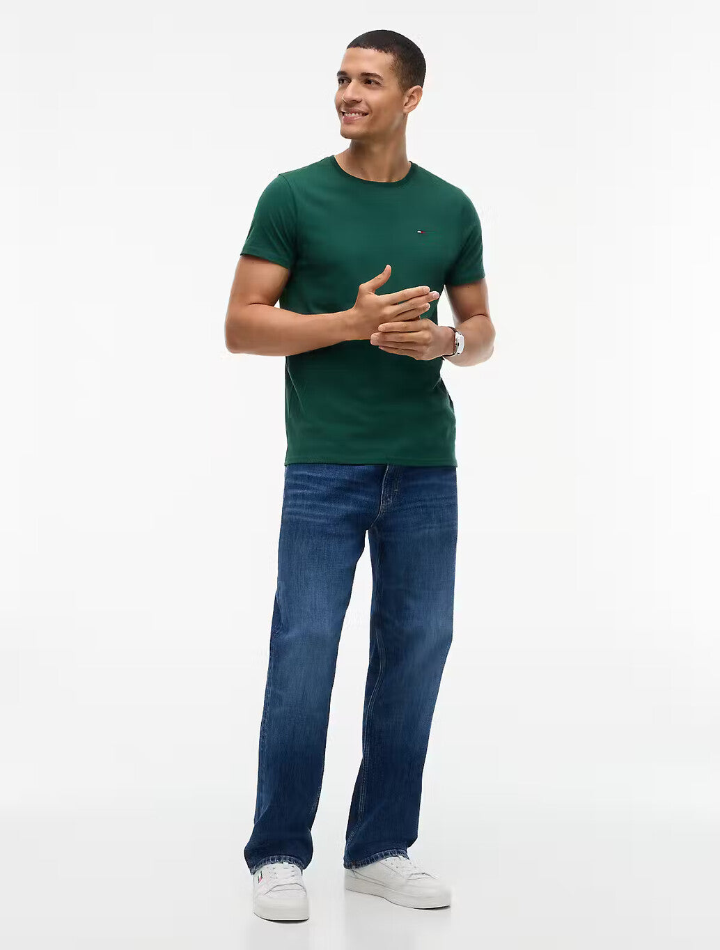 Tommy Jeans Flag Extra Slim T-Shirt in Velvet Green
