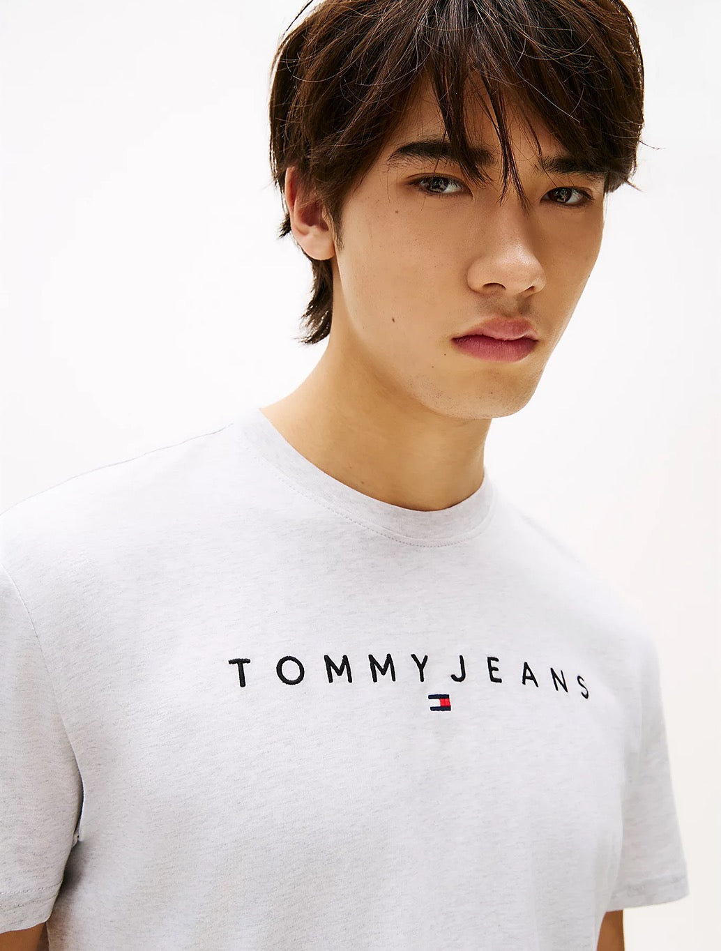 Tommy Jeans - Linear Logo Embroidery T-Shirt - Light Grey