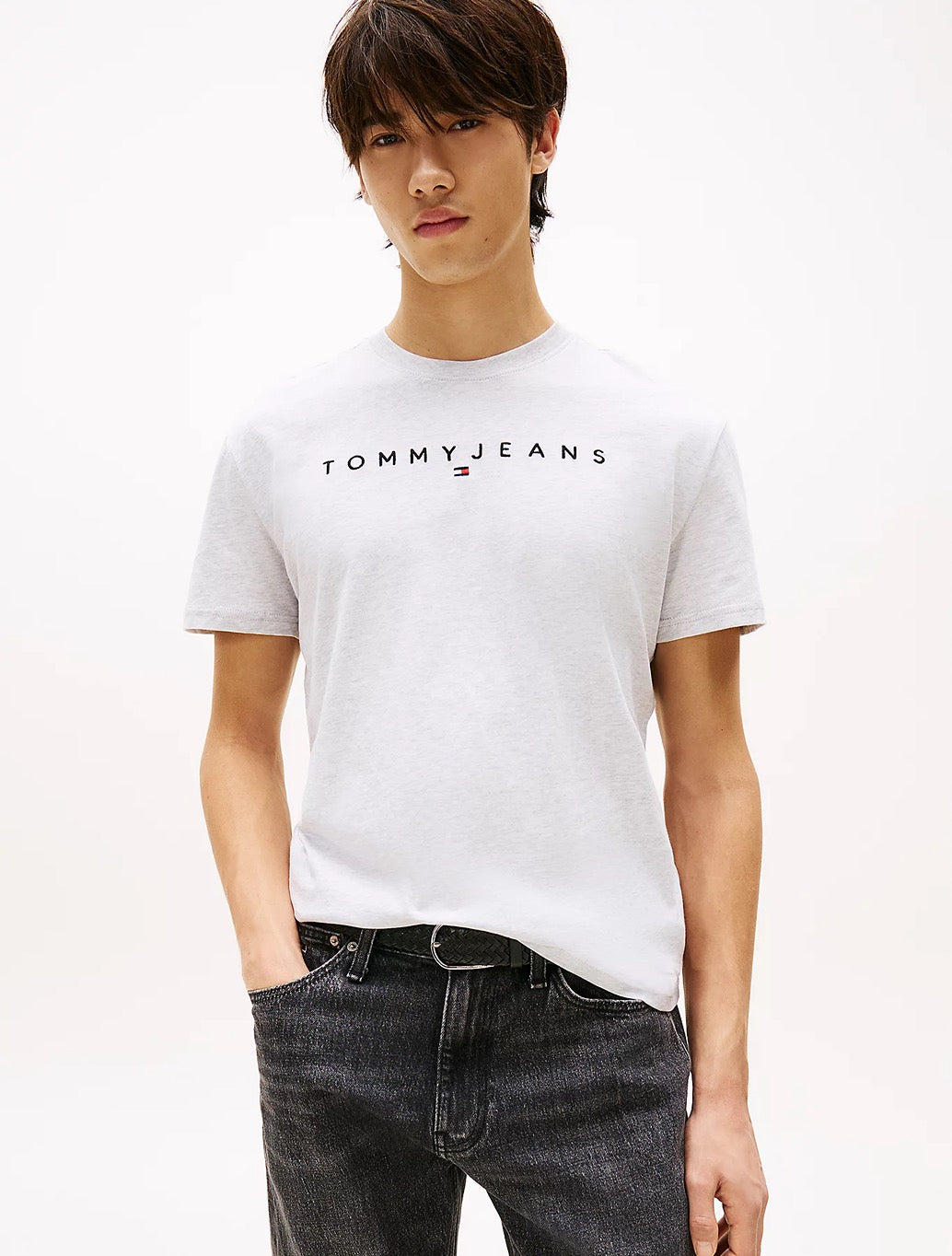 Tommy Jeans - Linear Logo Embroidery T-Shirt - Light Grey