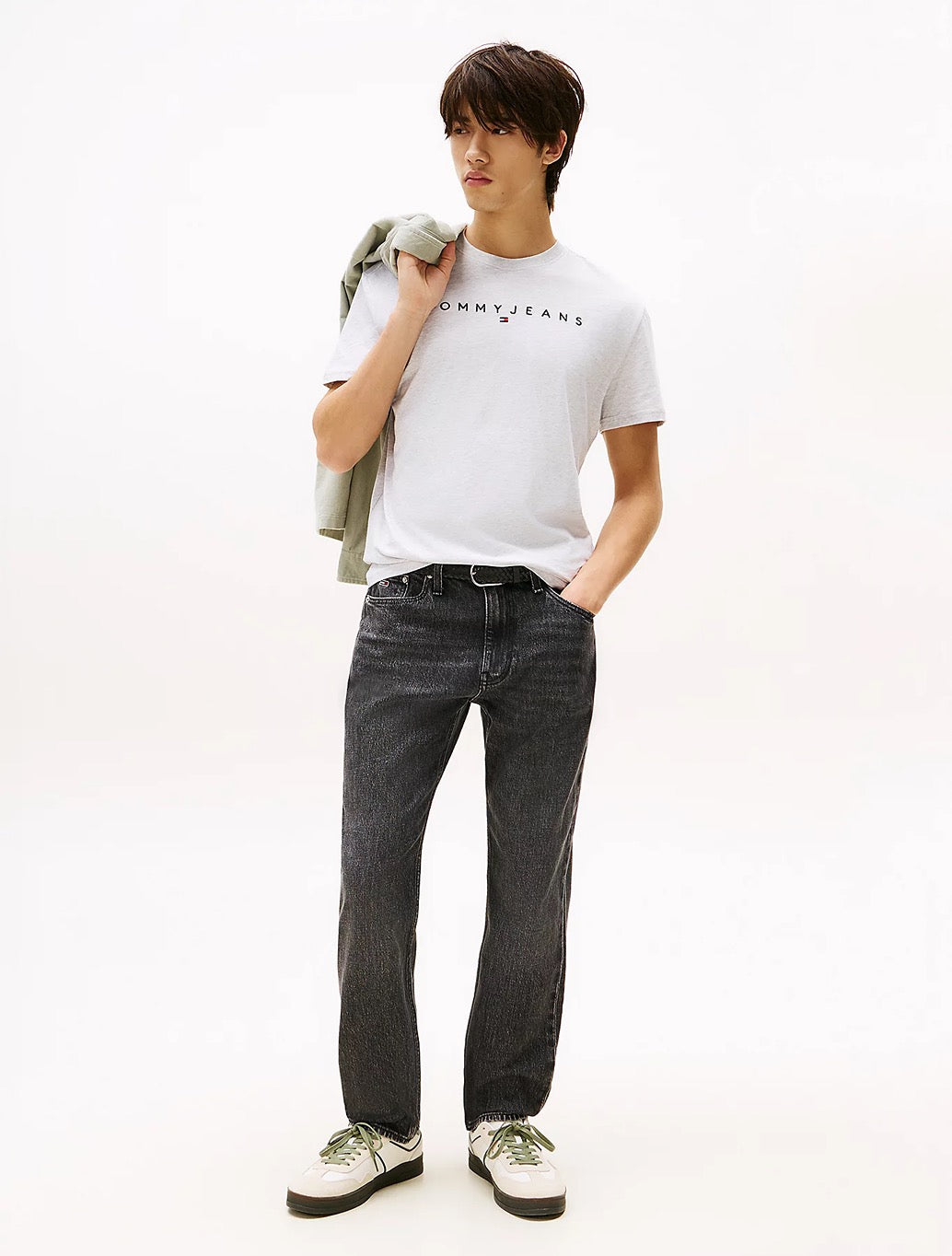 Tommy Jeans - Linear Logo Embroidery T-Shirt - Light Grey