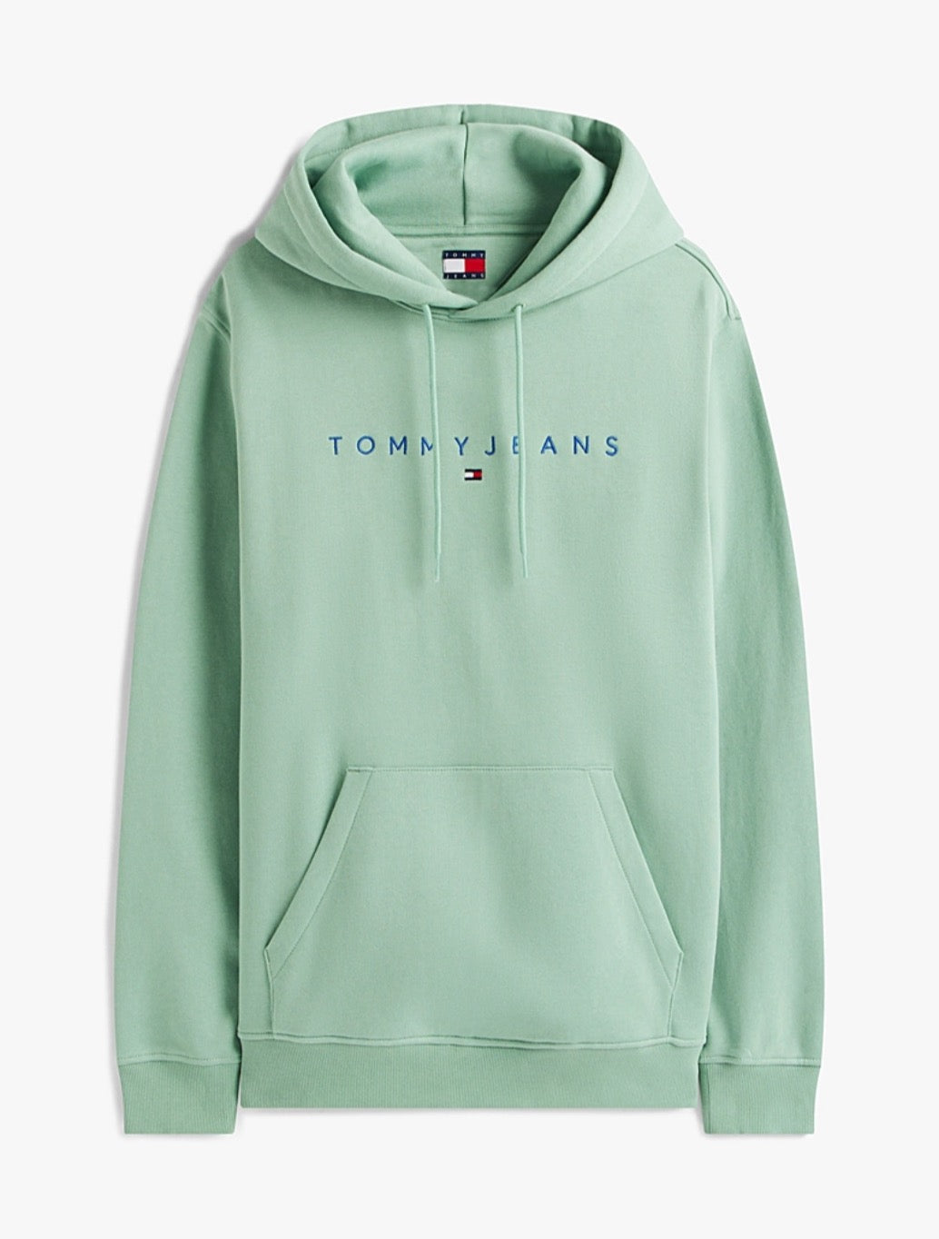 Tommy Jeans - Linear Logo Embroidery Kangaroo Pocket Hoody - Mint Green