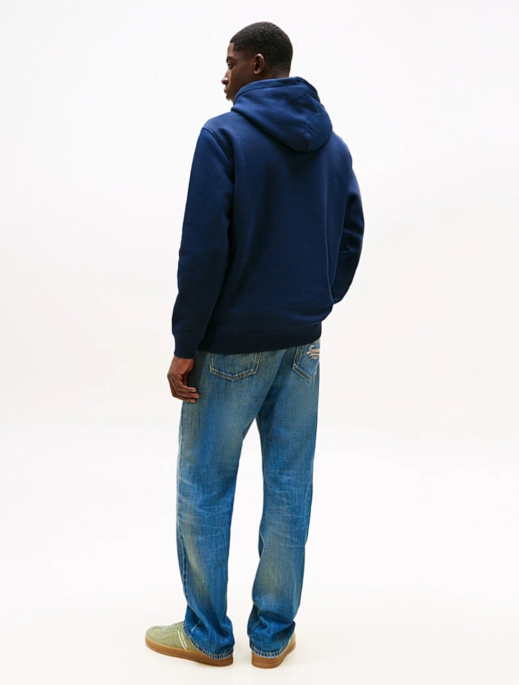 Tommy Jeans - Linear Logo Embroidery Kangaroo Pocket Hoody - Navy