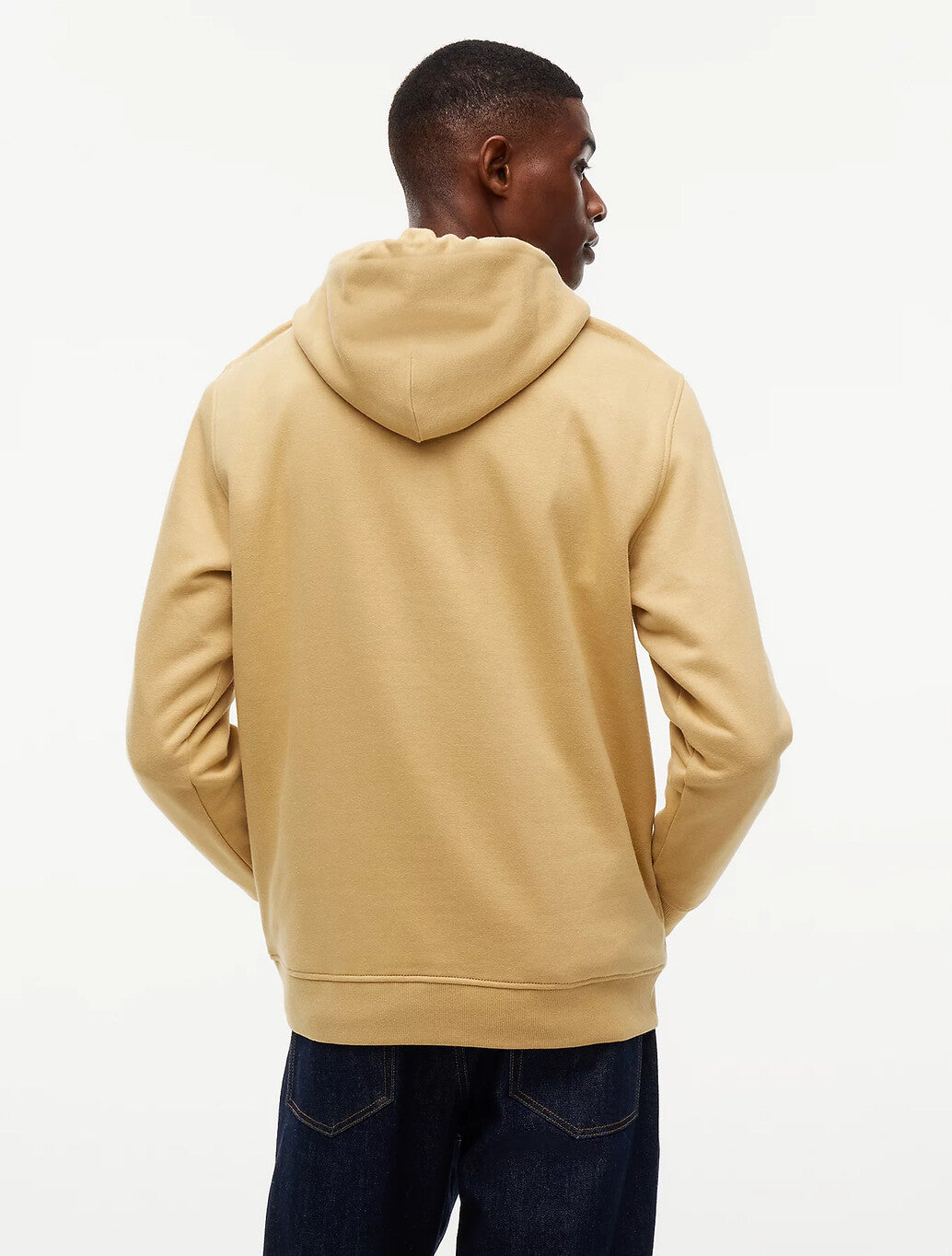 Tommy Jeans Linear Logo Fleece Drawstring Hoody in Sand