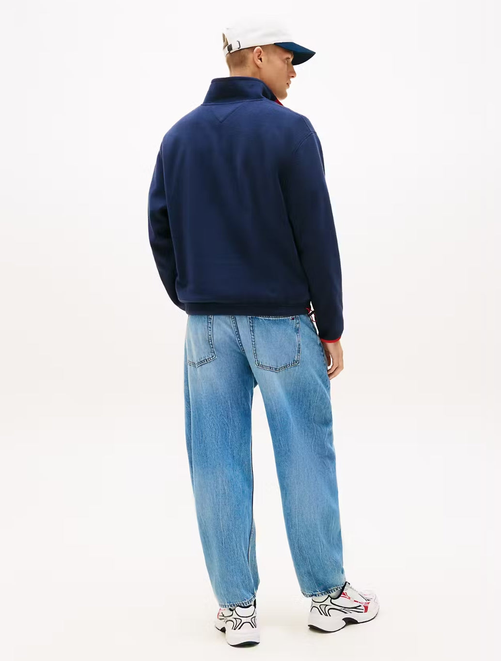 Tommy Jeans Linear Logo Mock Zip Fleece - Navy