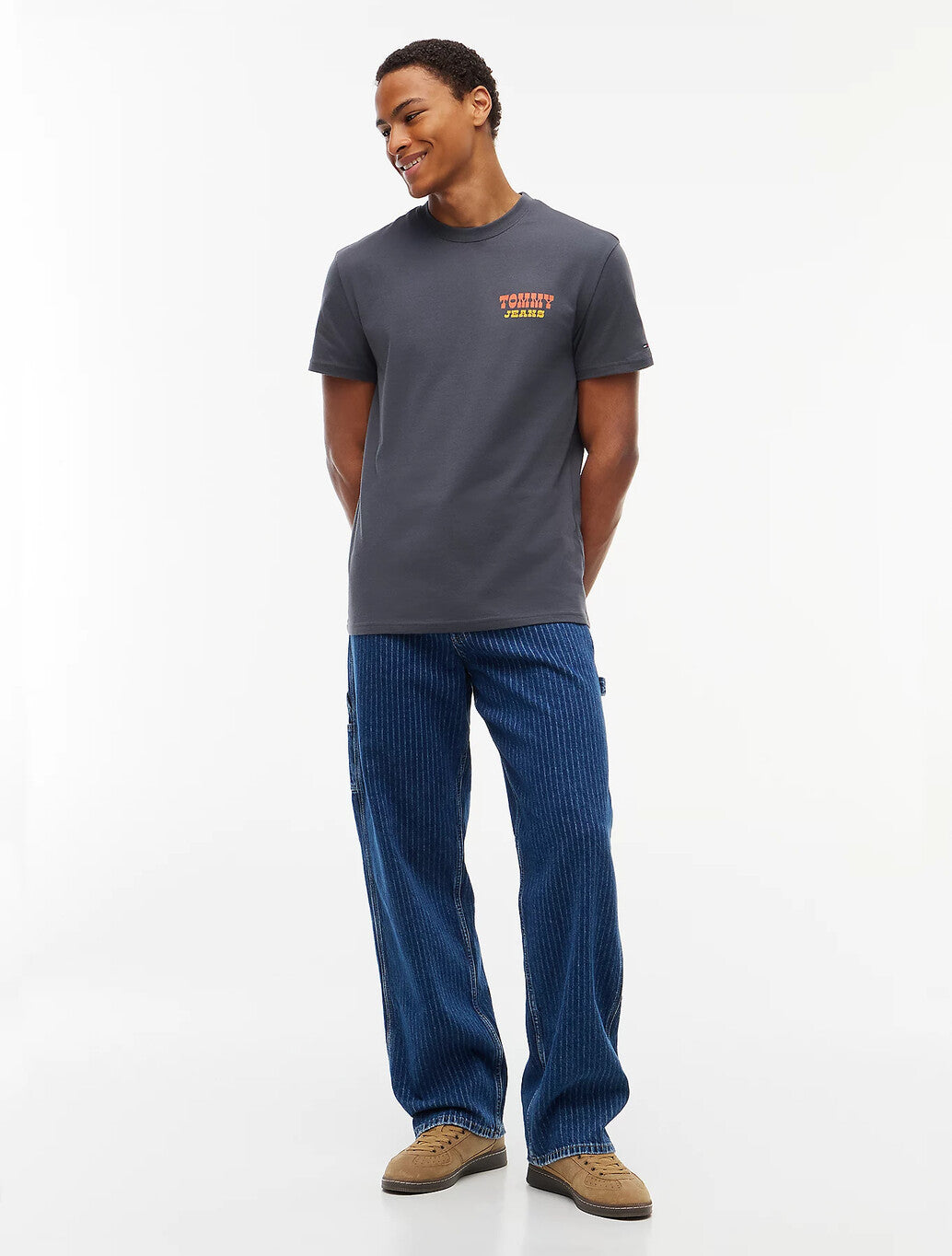 Tommy Jeans Manhattan Transit Back Print T-Shirt in Charcoal