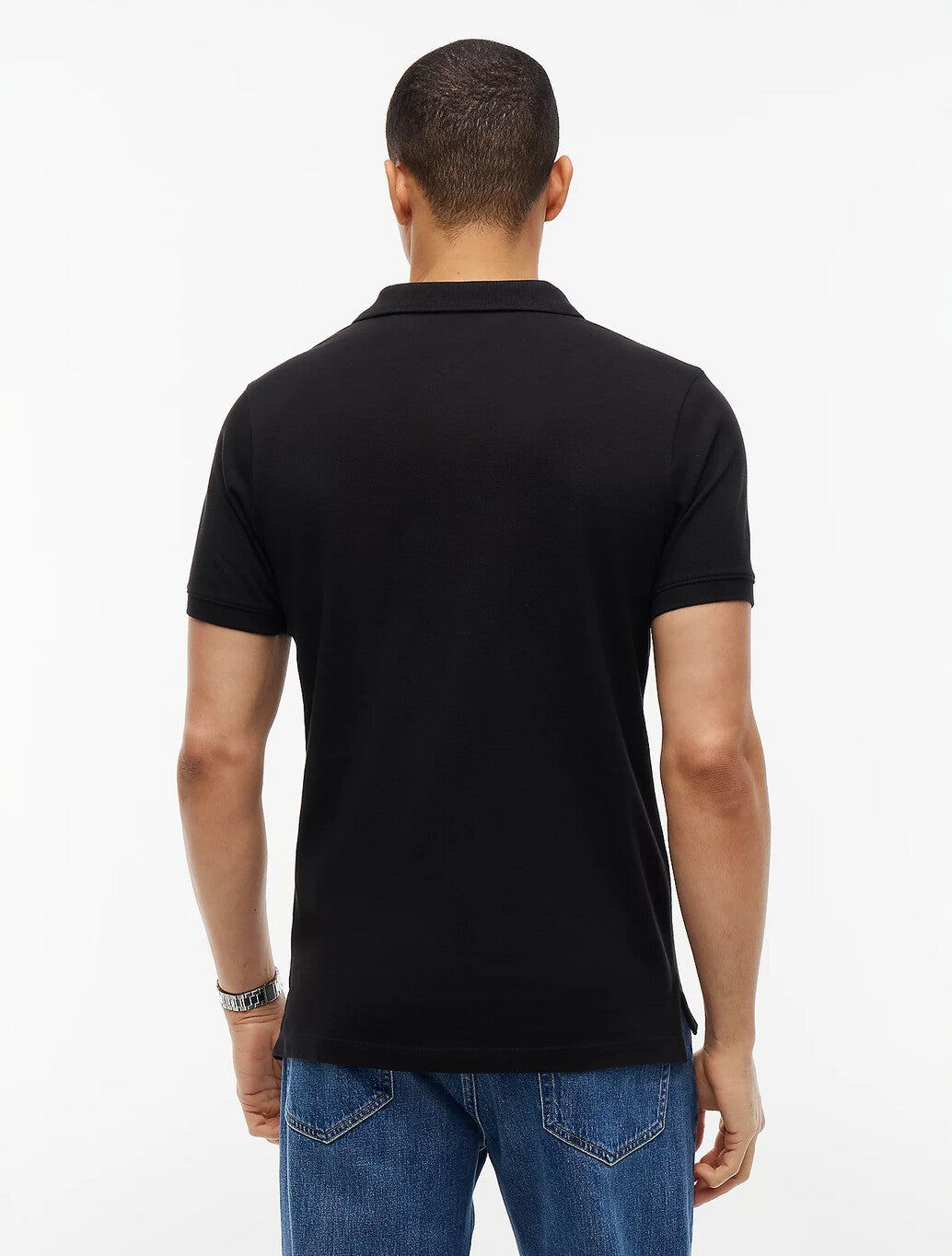 Tommy Jeans Pure Cotton Slim Fit Polo Shirt in Black