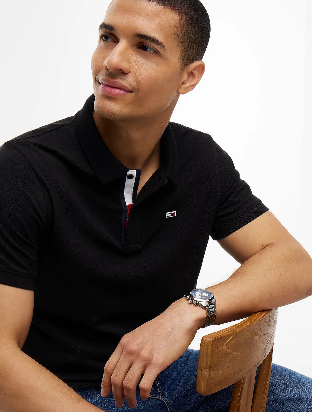 Tommy Jeans Pure Cotton Slim Fit Polo Shirt in Black
