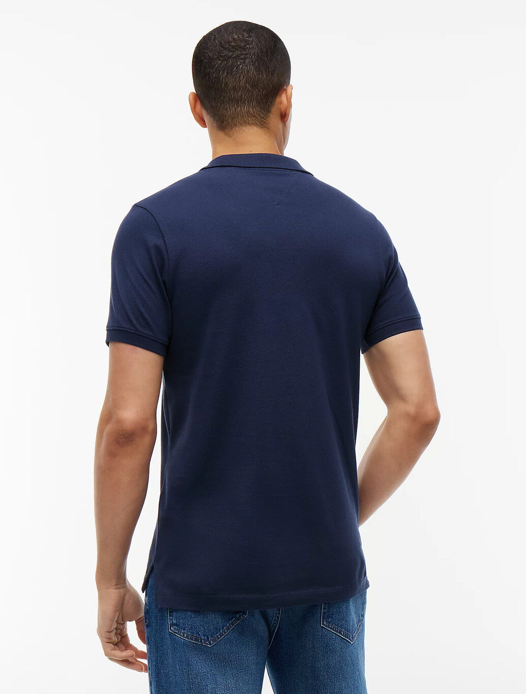 Tommy Jeans Pure Cotton Slim Fit Polo Shirt in Navy