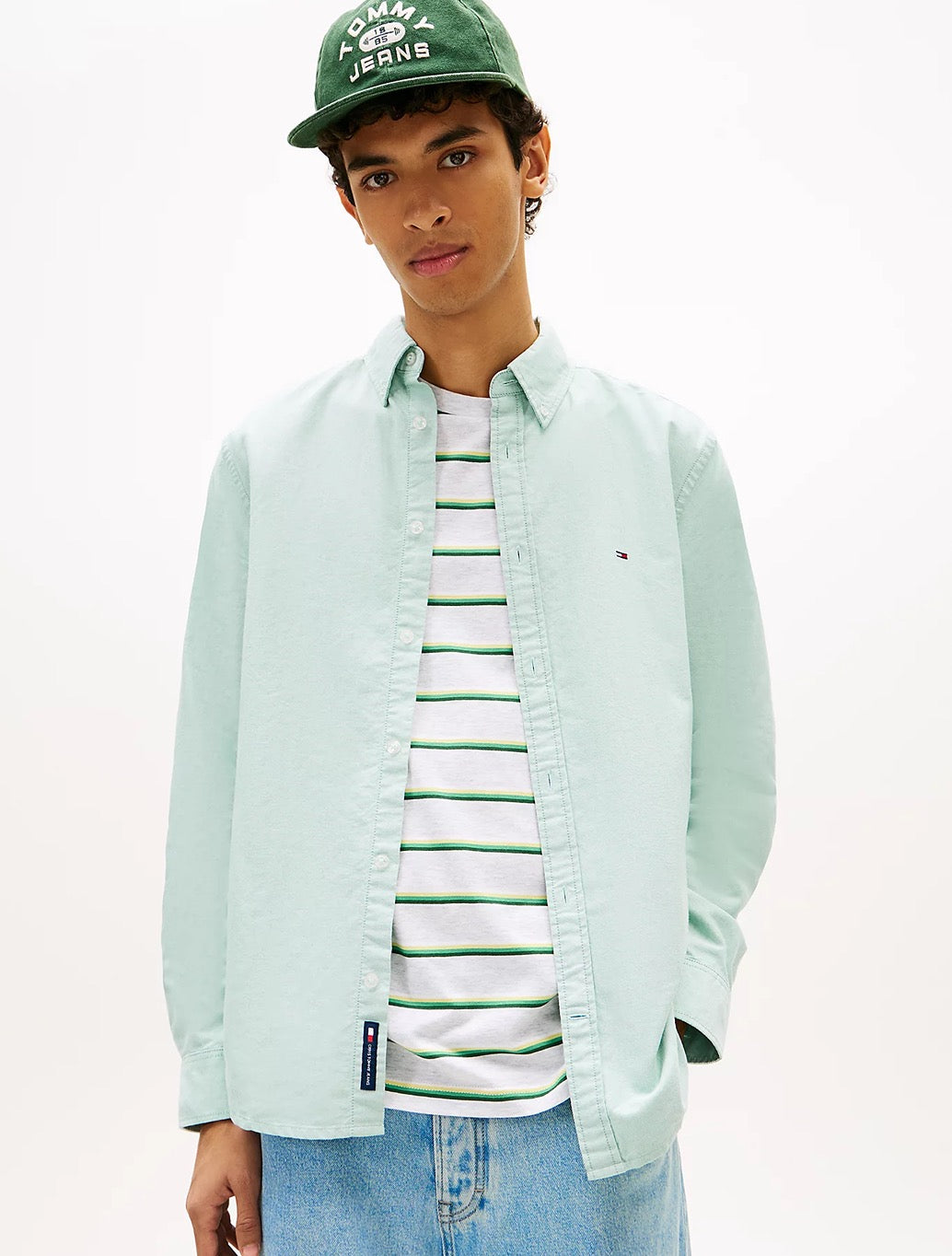 Tommy Jeans - Regular Fit Flag Embroidery Oxford Shirt - Mint Green